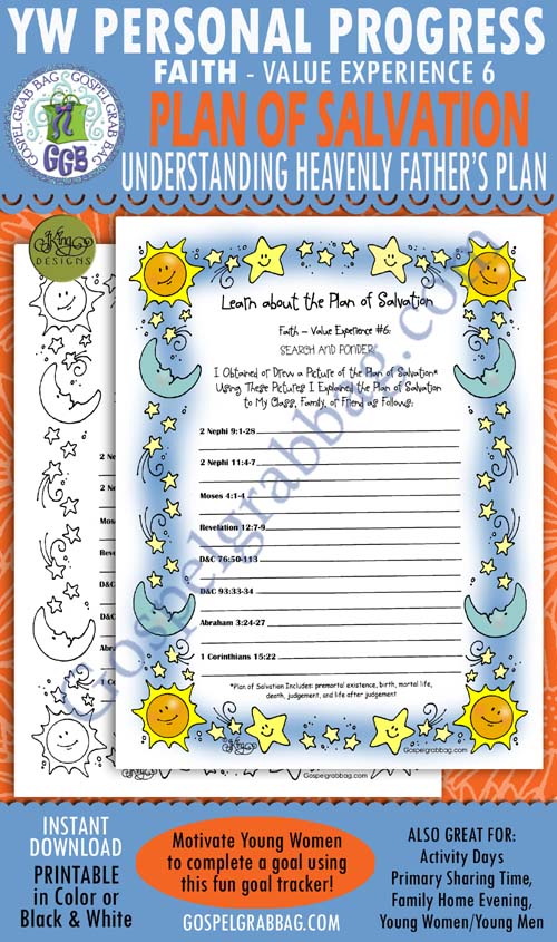 $1.75 FAITH Personal Progress - Value Experience 6 "Plan of Salvation" planner/journal