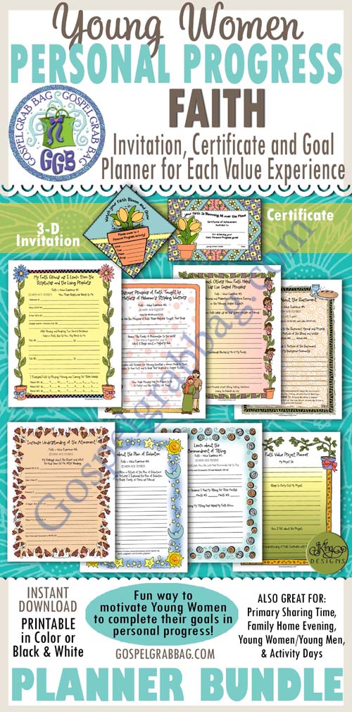 $8.00 (50% discount) FAITH Personal Progress BUNDLE - Value Experiences 1-7 and Project Planner, Goal Planner Forms / Journal Pages