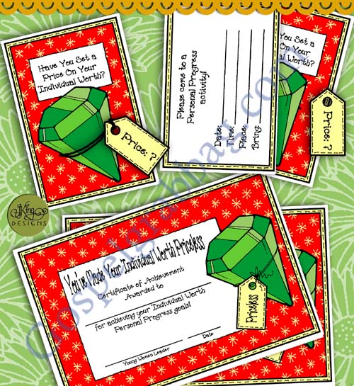$2.00 INDIVIDUAL WORTH Personal Progress - VALUE NIGHT ACTIVITY 3-D Invitation and Goal Award Certificate