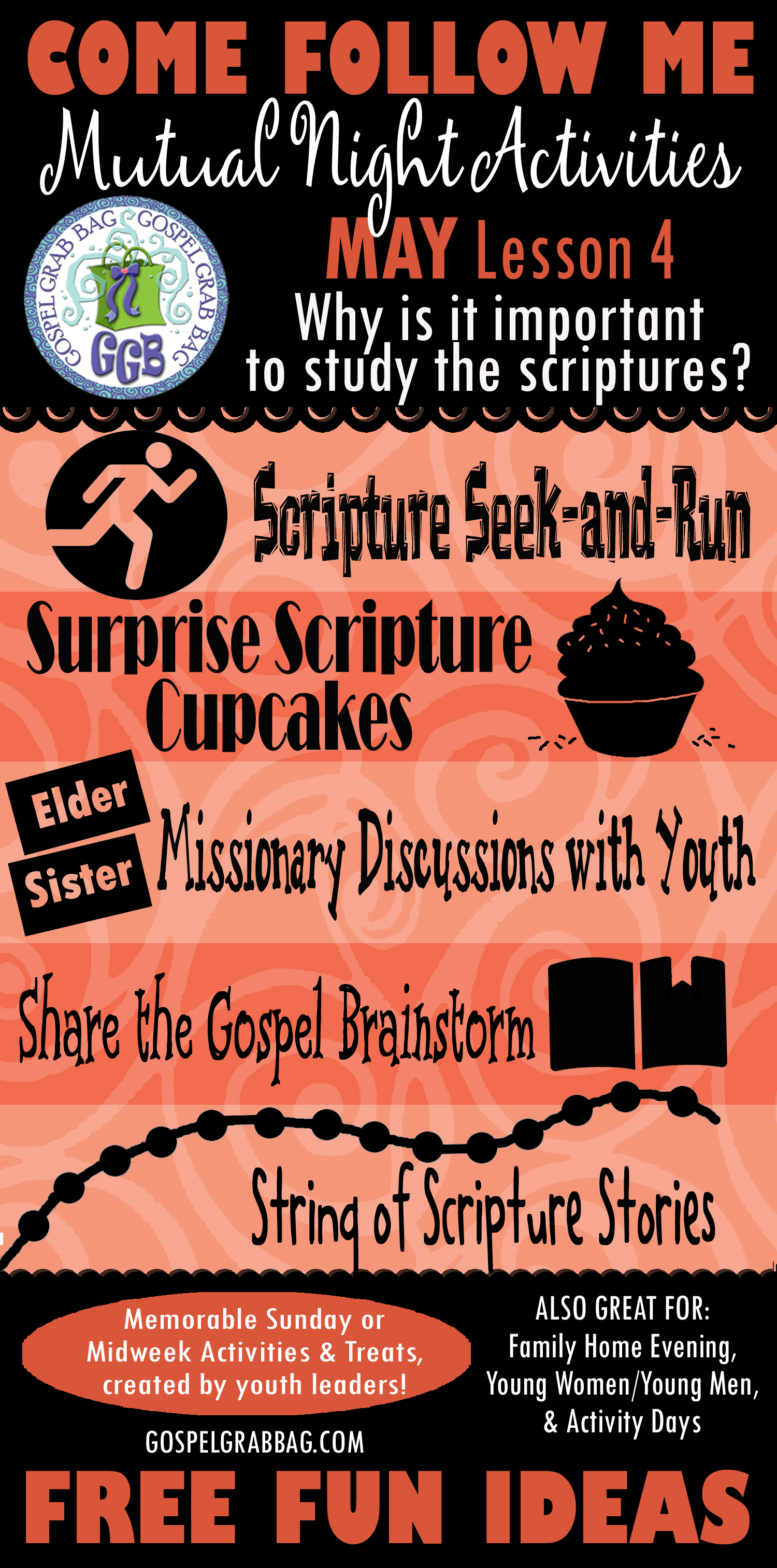 May Lesson #4 Come Follow Me Lesson Activities - Theme: "Why is it important to study the scriptures?", GospelGrabBag.com