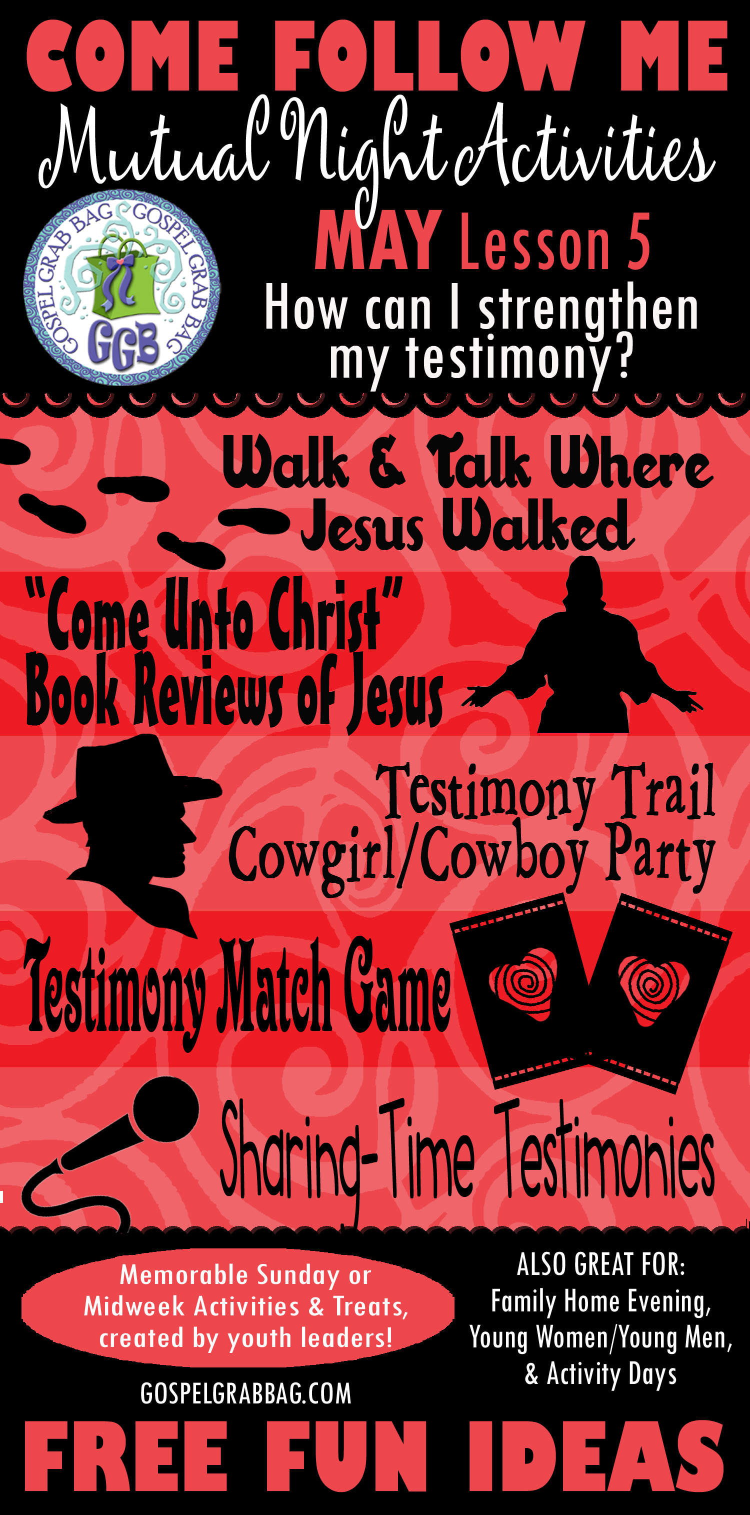 May Lesson #5 Come Follow Me Lesson Activities - Theme: "How can I strengthen my testimony?", GospelGrabBag.com