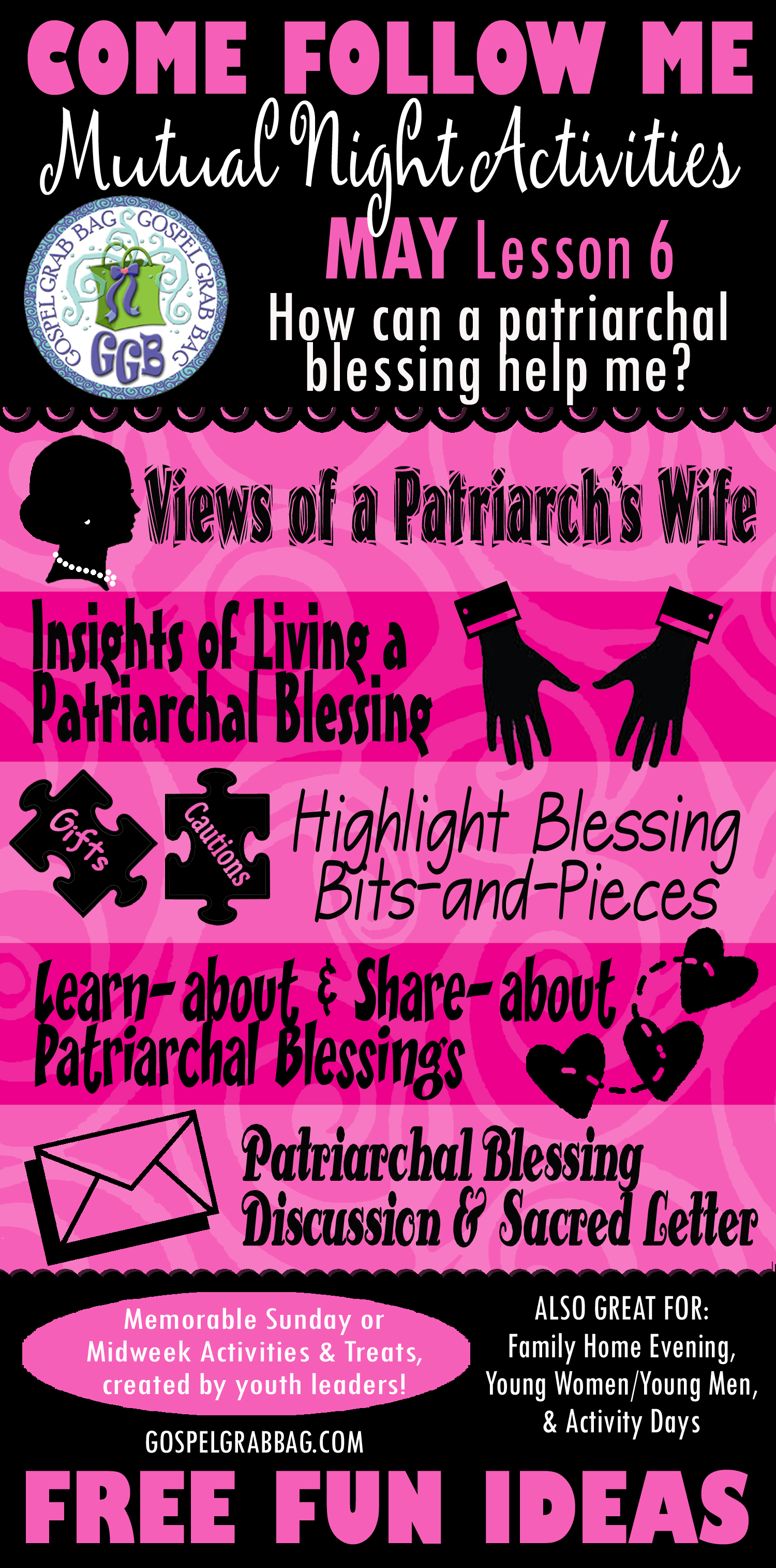 May Lesson #6 Come Follow Me Lesson Activities - Theme: "How can a patriarchal blessing help me?", GospelGrabBag.com