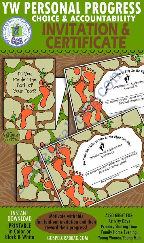 $2.00 CHOICE AND ACCOUNTABILITY Personal Progress BUNDLE - Value Night invitation and certificate