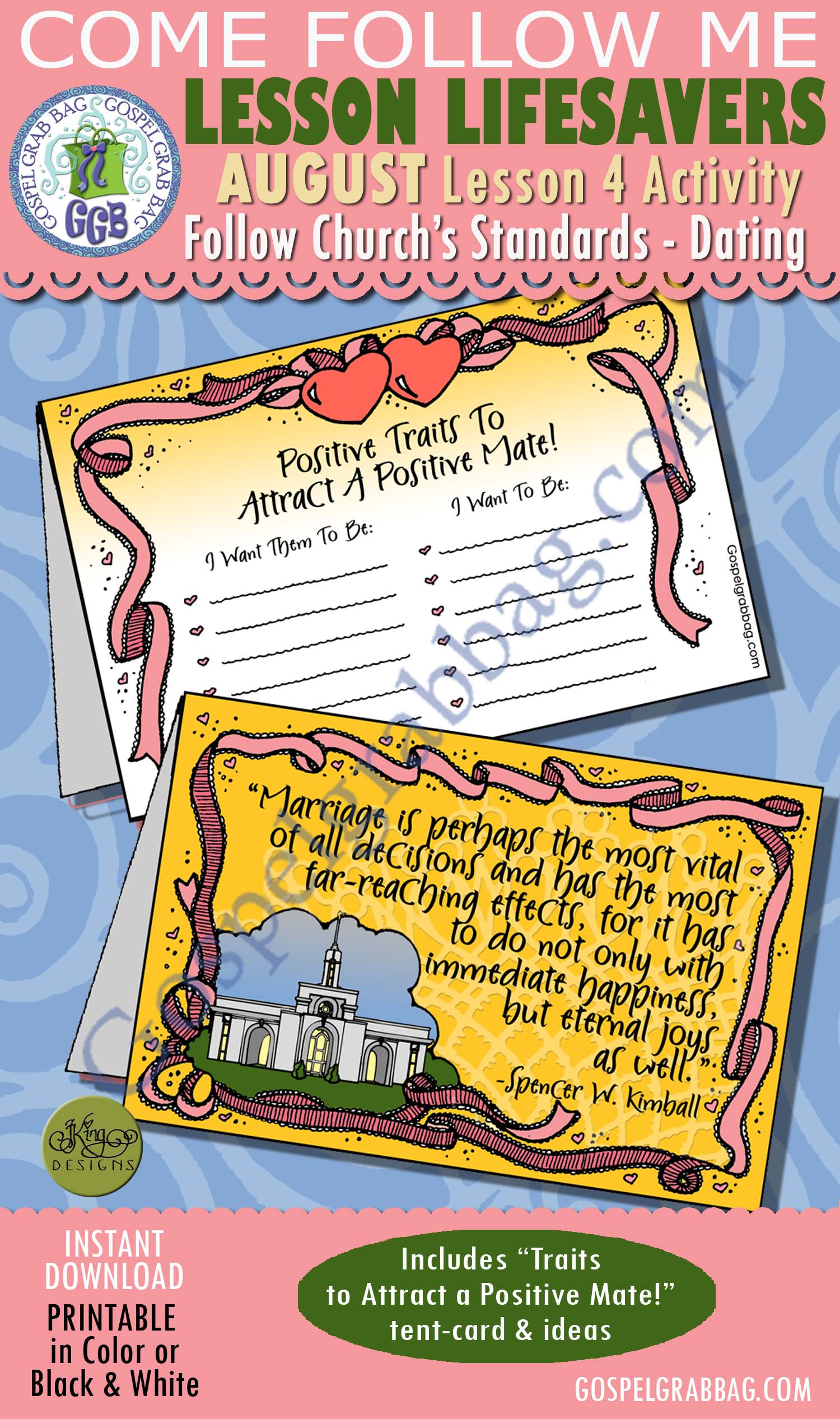 $1.75 AUGUST Lesson 4 Come Follow Me "Why is it important to follow the Church's standards regarding dating?"