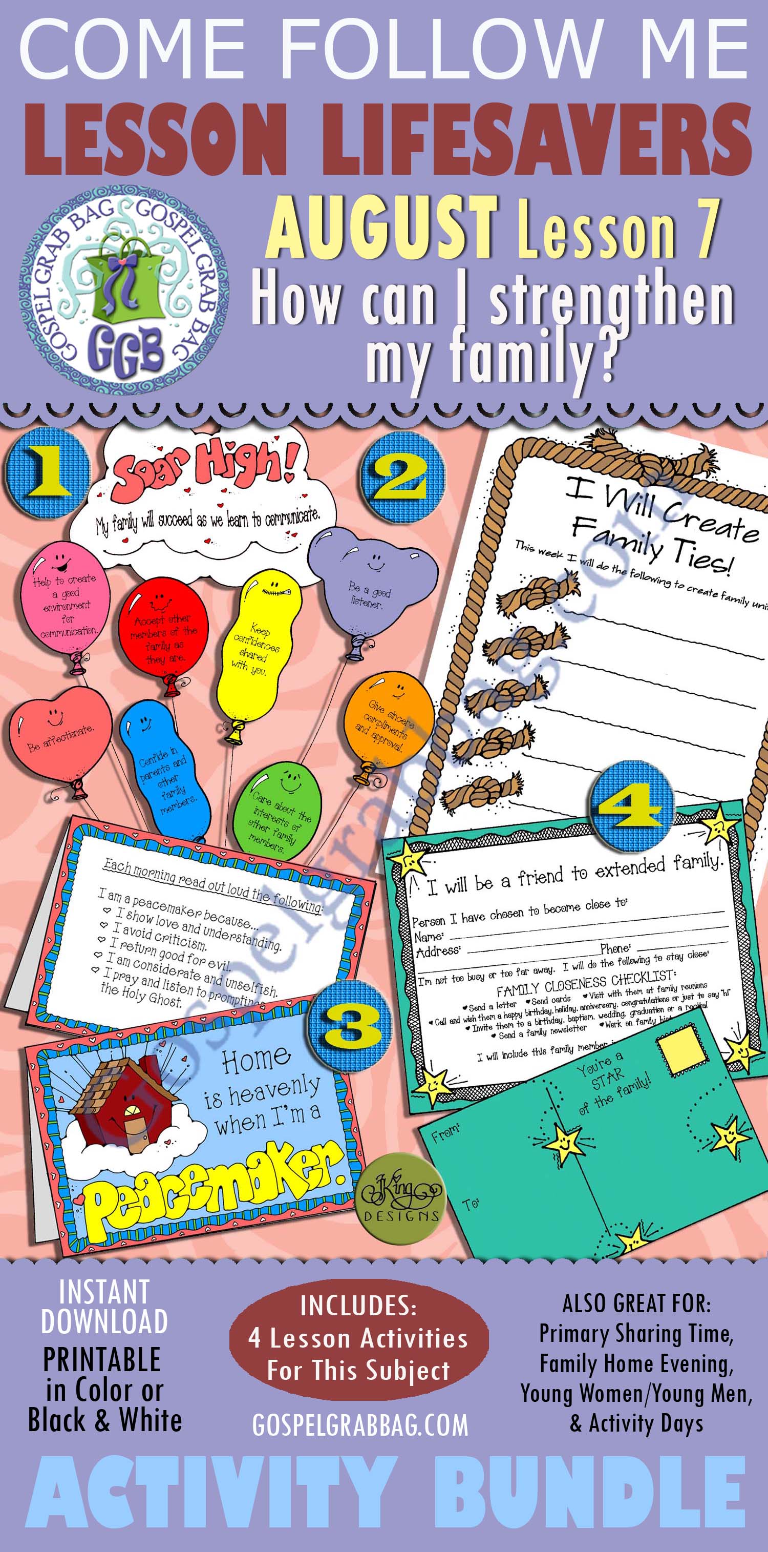 AUGUST Lesson 7 Come Follow Me "How can I strengthen my family?" BUNDLE of 4 Activities $4.00 AUGUST Lesson 7 Come Follow Me "How can I strengthen my family?" BUNDLE of 4 Activities