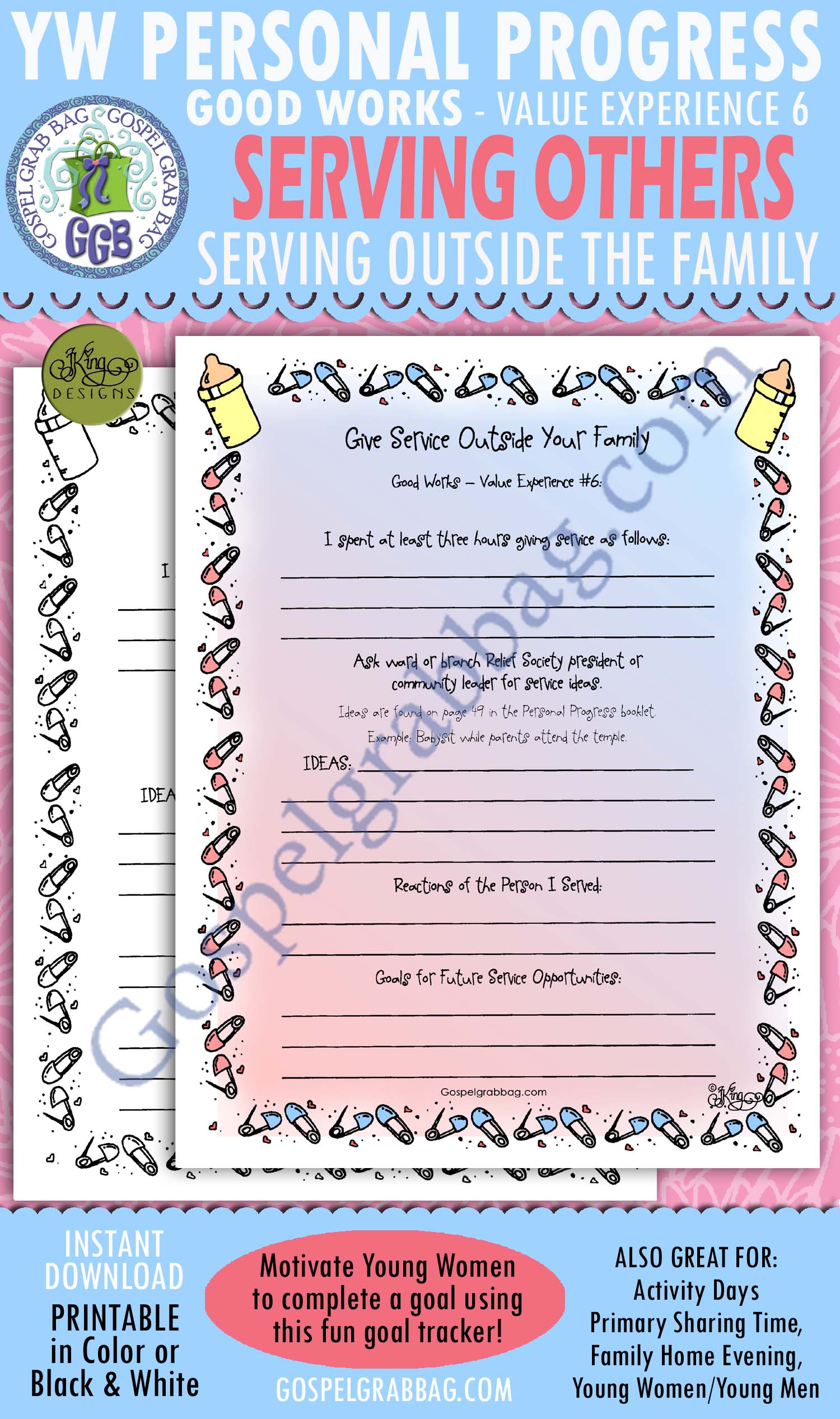 SERVE OTHERS BEYOND FAMILY: Good Works Goal 6 Personal Progress Planner "Give Service Outside Your Family" $1.75 SERVE OTHERS BEYOND FAMILY: Good Works Goal 6 Personal Progress Planner "Give Service Outside Your Family"