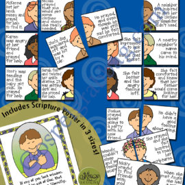 $3.50 PRAYER: Post-and-Present Activities: 1) Puzzled About Prayer puzzle, 2) James 1:5 scripture poster/cards