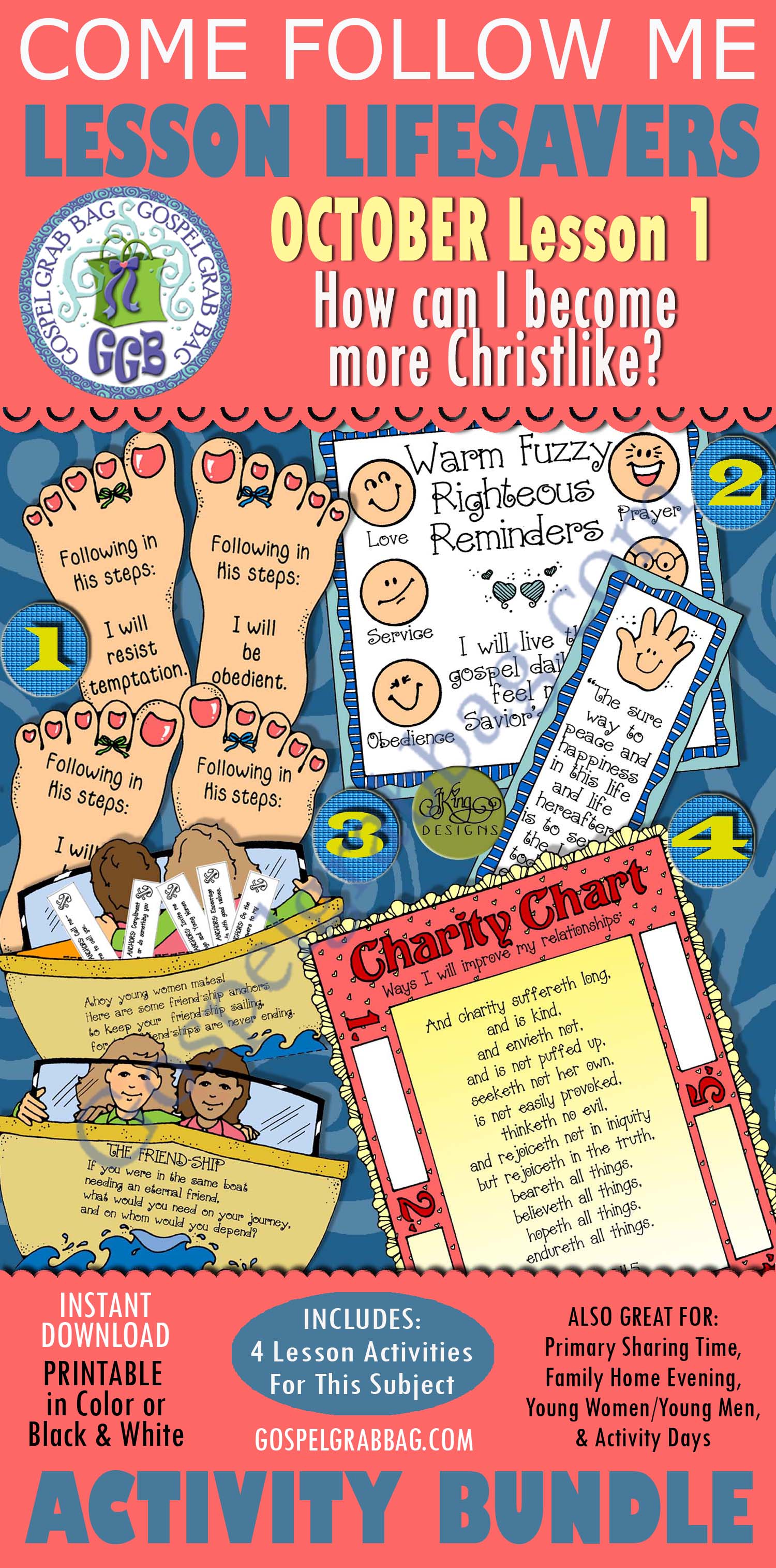 OCTOBER Lesson 1 Come Follow Me "How can I become more Christlike?" $4.00 OCTOBER Lesson 1 Come Follow Me "How can I become more Christlike?" BUNDLE Activities, Handouts