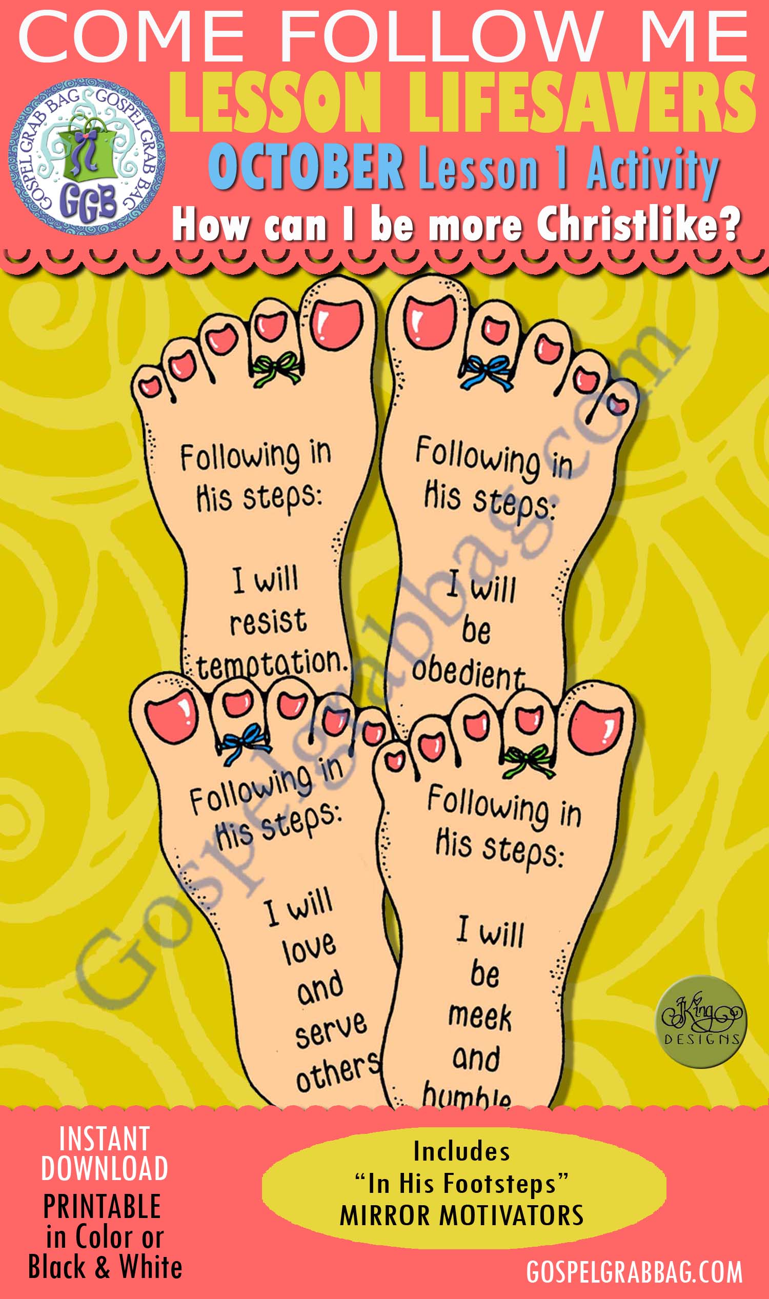 FOLLOW JESUS Activity In His Footsteps mirror motivators $1.75 FOLLOW JESUS Activity In His Footsteps mirror motivators