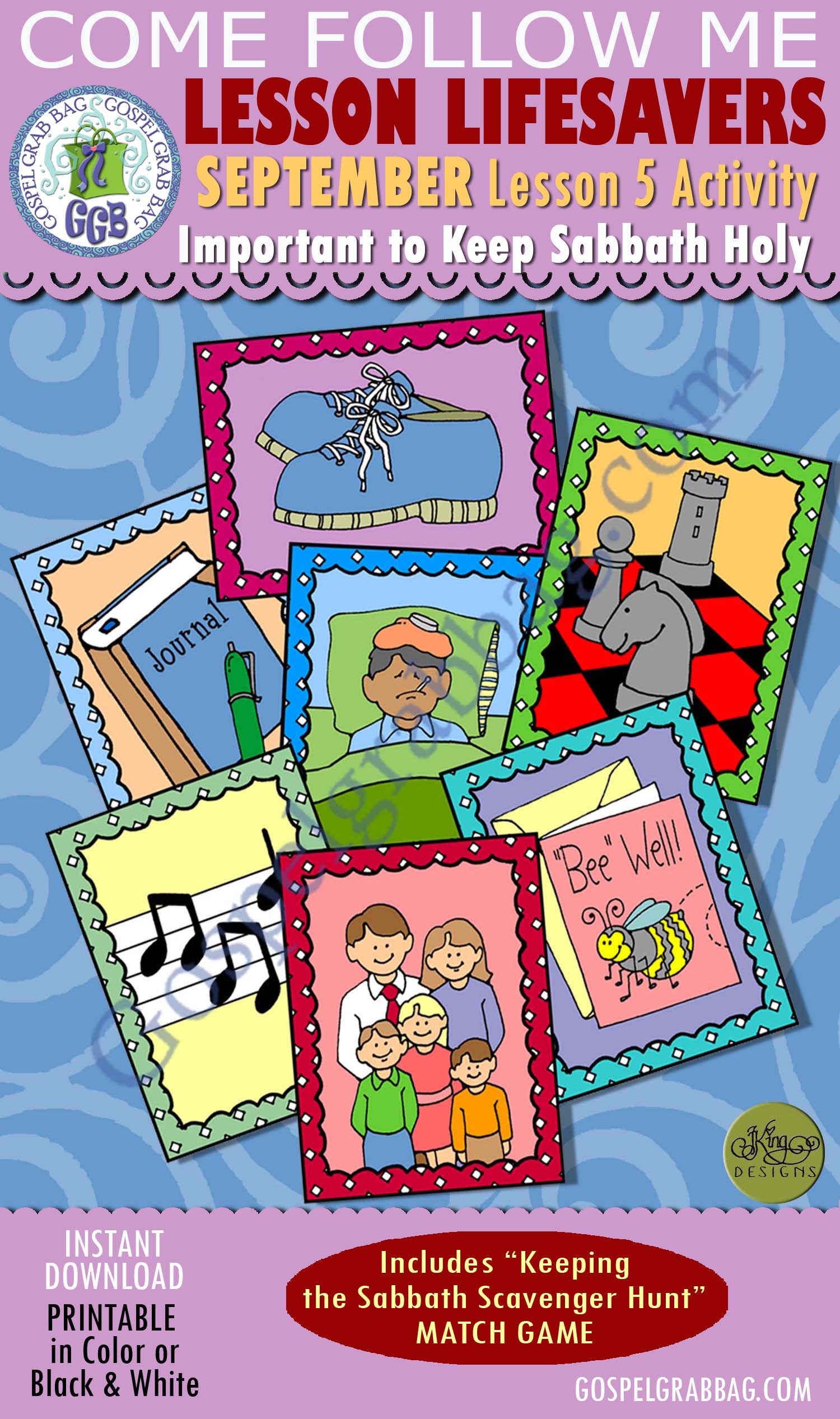 $3.50 September Lesson 5 Come Follow Me "Why are we commanded to keep the Sabbath day holy?" ACTIVITY: Keeping the Sabbath SCAVENGER HUNT or MATCH GAME