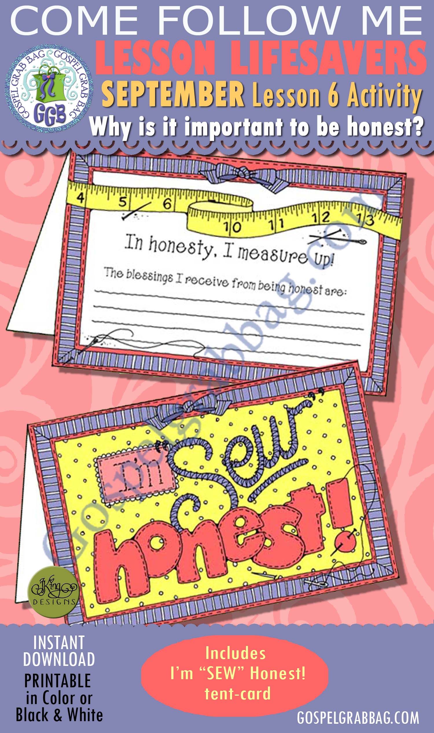 HONESTY Activity: I'm "SEW" Honest tent-card $1.75 September Lesson 6 "Why is it important to be honest?" ACTIVITY: I'm "SEW" Honest tent-card