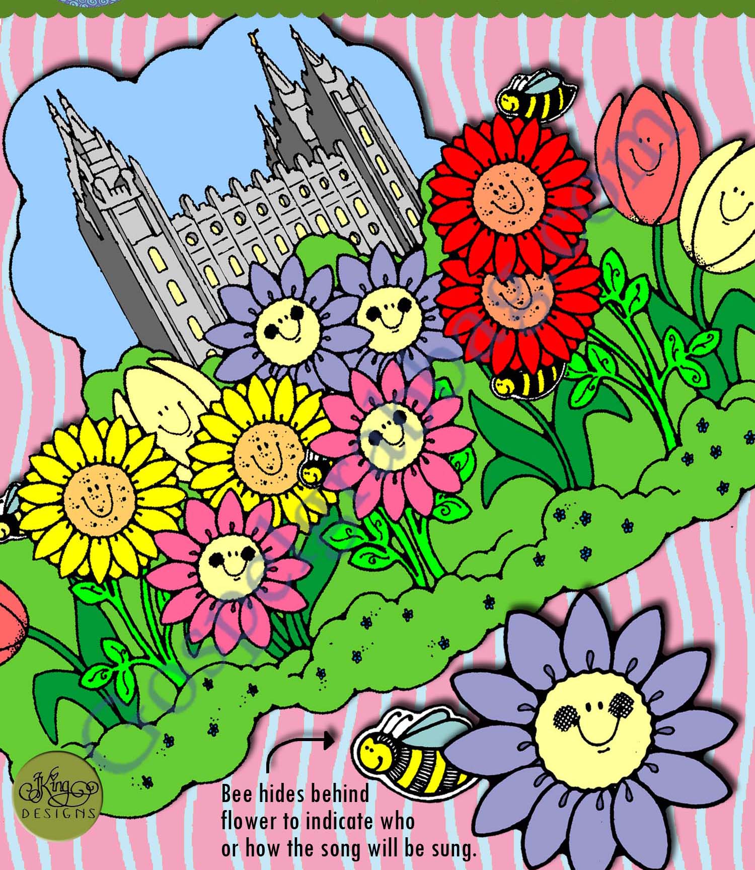 $2.00 SINGING FUN ACTIVITY: Temple Flowers pick-a-song with bee actions