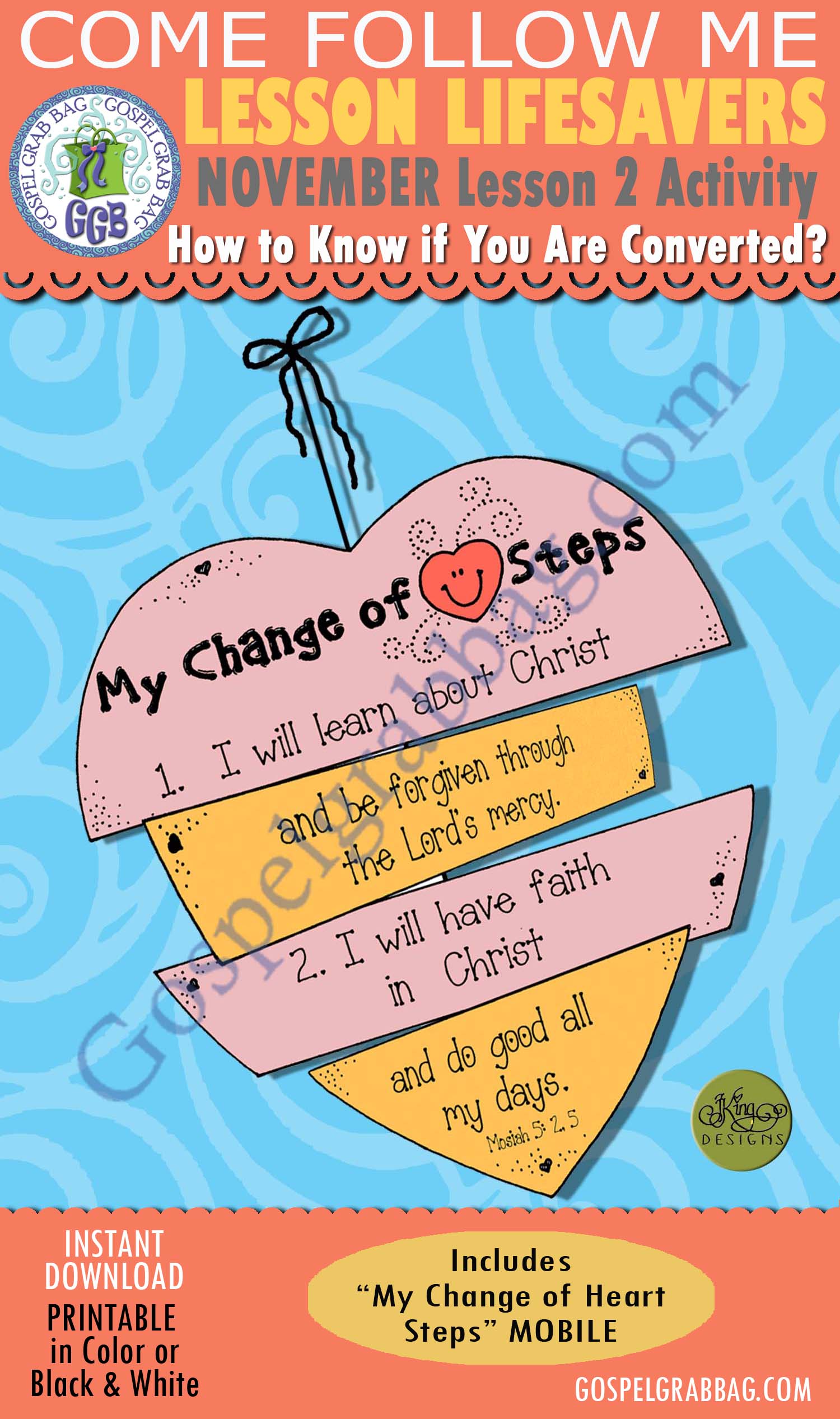 TESTIMONY - REPENTANCE Activity: Change of Heart mobile $1.75 November Lesson 2 Come Follow Me "How do I know if I am becoming converted?" Activity: Change of Heart mobile