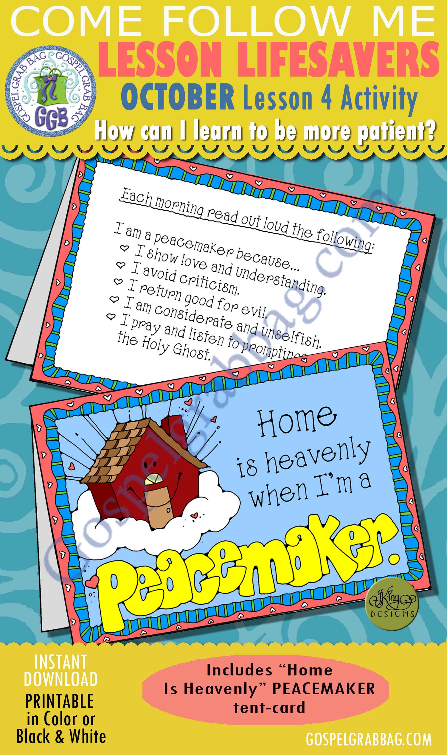 PEACEMAKER - FAMILY Activity: Home is Heavenly peacemaker tent-card Home is Heavenly peacemaker tent-card