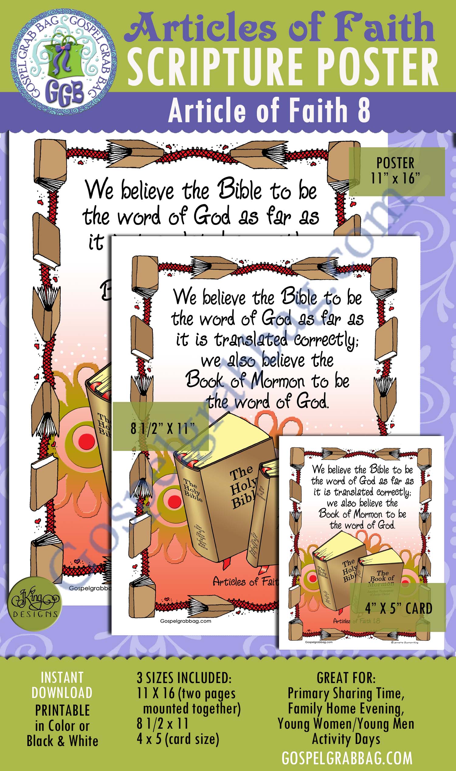 Articles of Fatih 1:8 scripture poster/card set