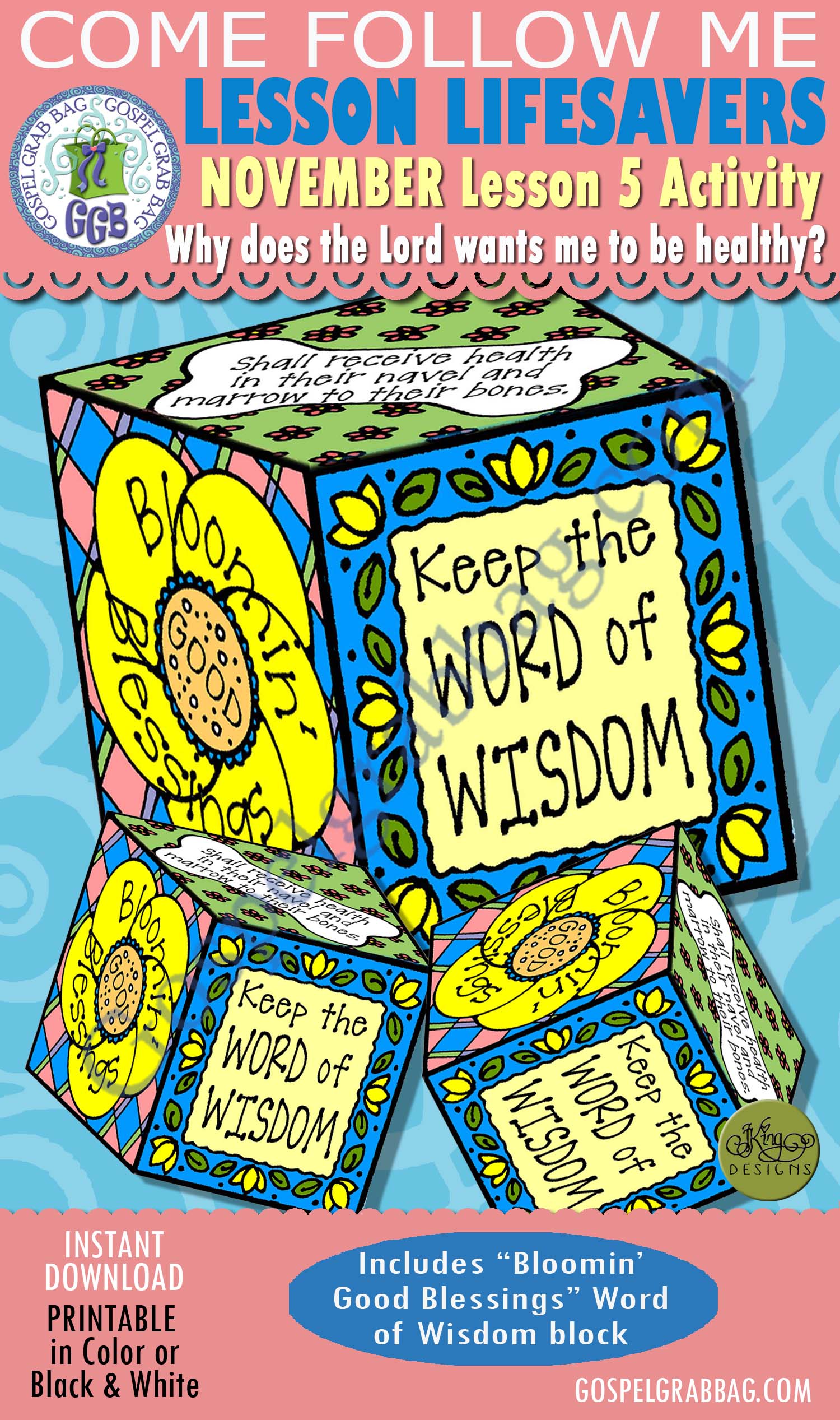 $1.75 November Lesson 5, Come Follow Me "Why does the Lord want me to be healthy?" Young Women, Sunday School