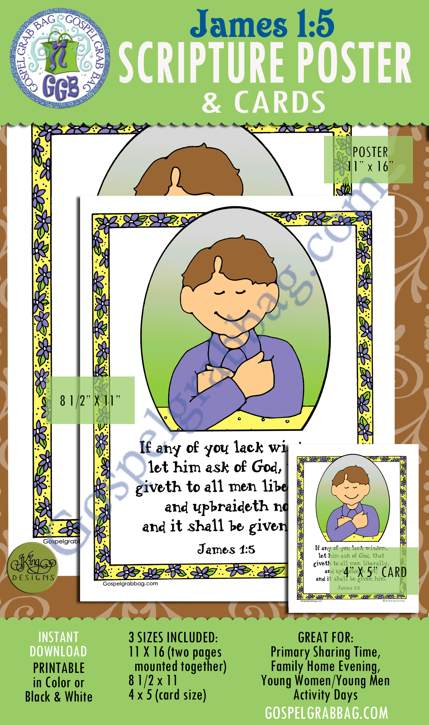 Scripture Poster/Cards: James 1:5 James 1:5 TESTIMONY - SCRIPTURES