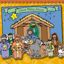 $1.75 Moveable Manger Scene - Come Follow Me, Primary and Family Home Evening, Bible and Sunday School