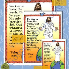 John 3:16 scripture poster/card set "For God so loved the world ..."