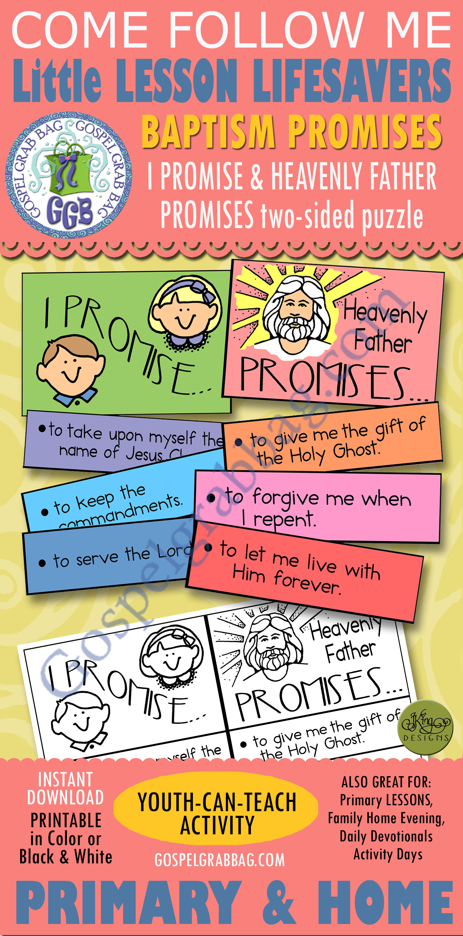$1.50 Little LESSON LIFESAVER handout for Come Follow Me New Testament - Primary lessons and family home evening