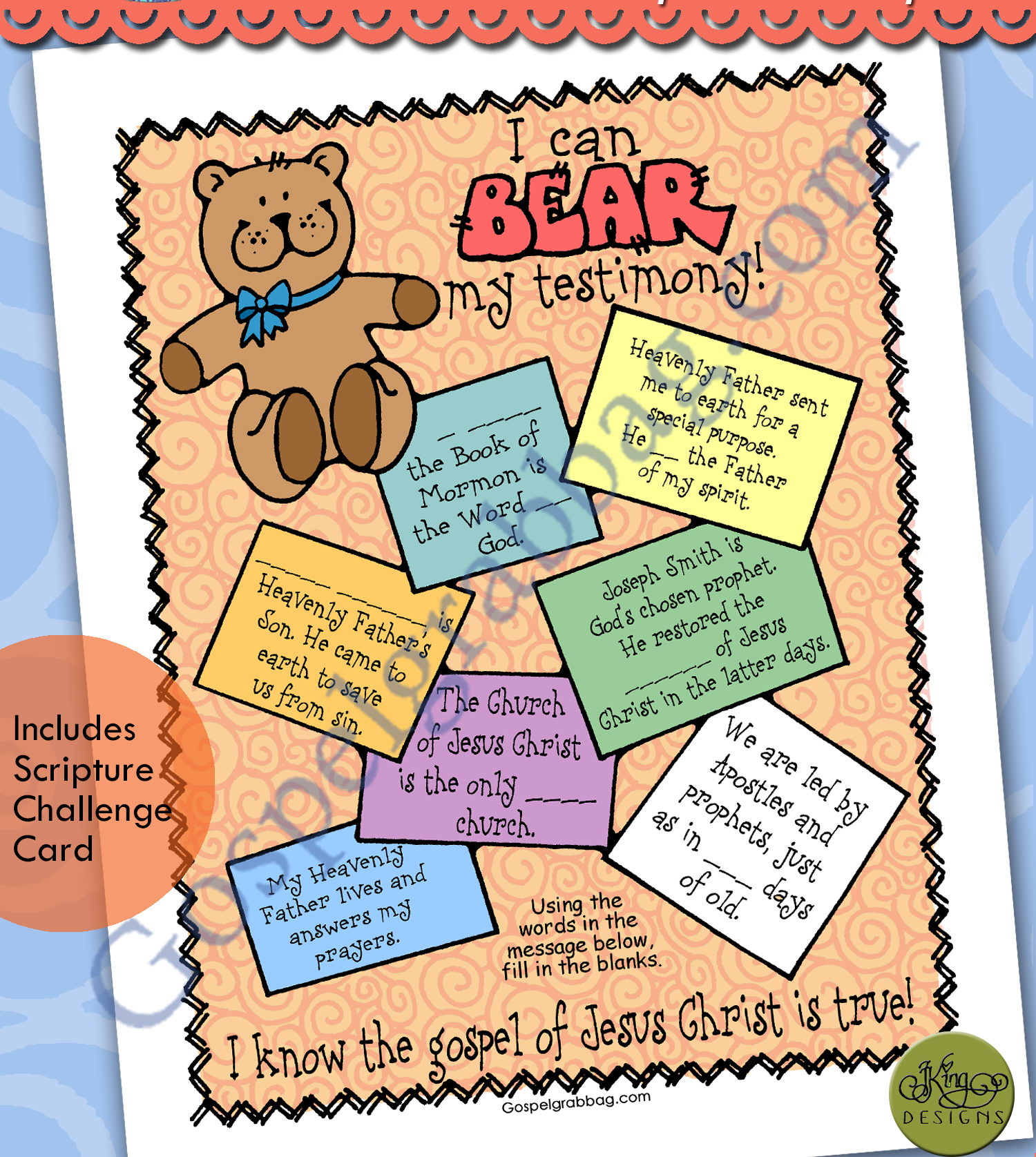 I CAN BEAR MY TESTIMONY! word search