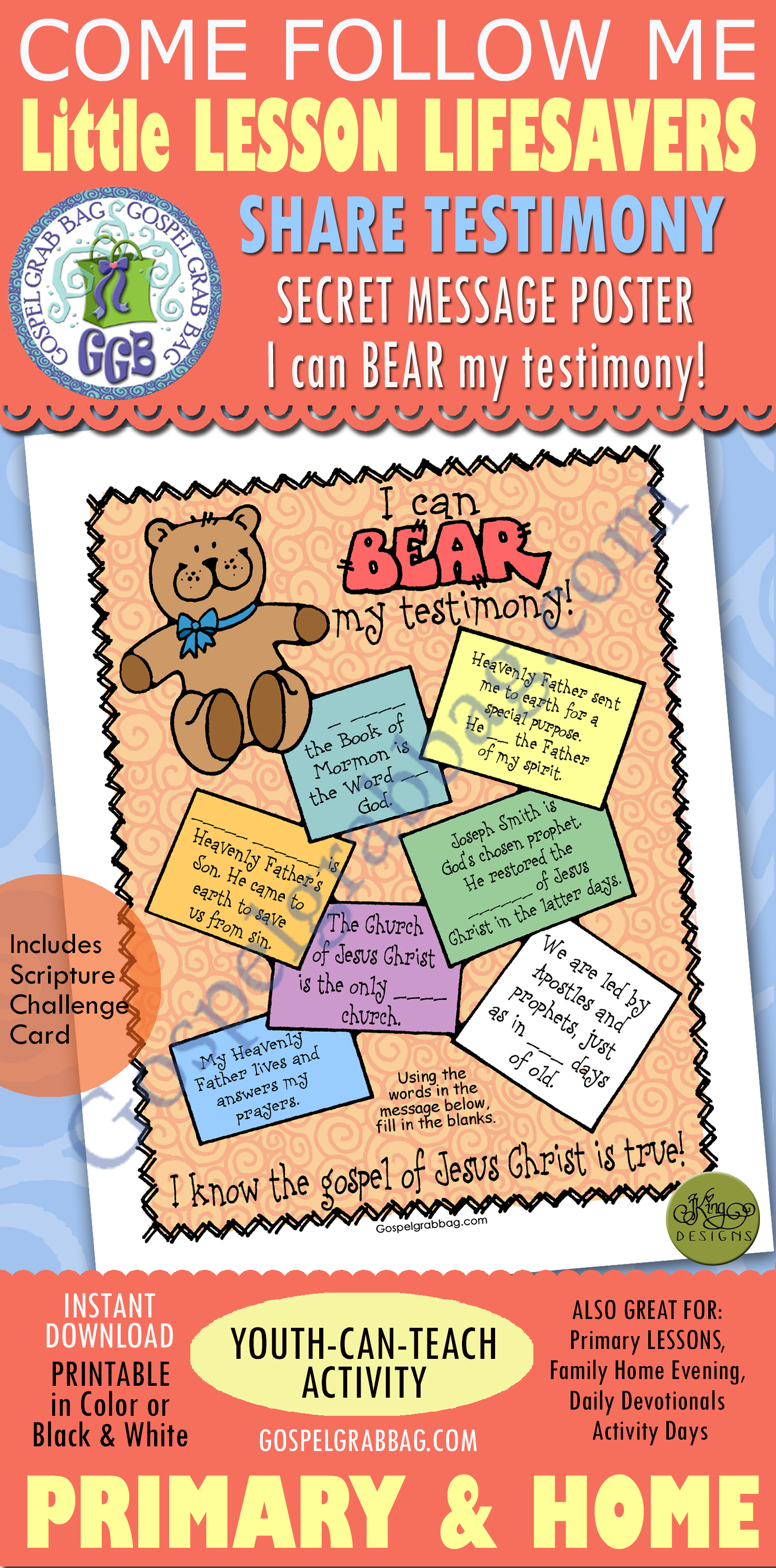 I can bear my testimony! secret message poster