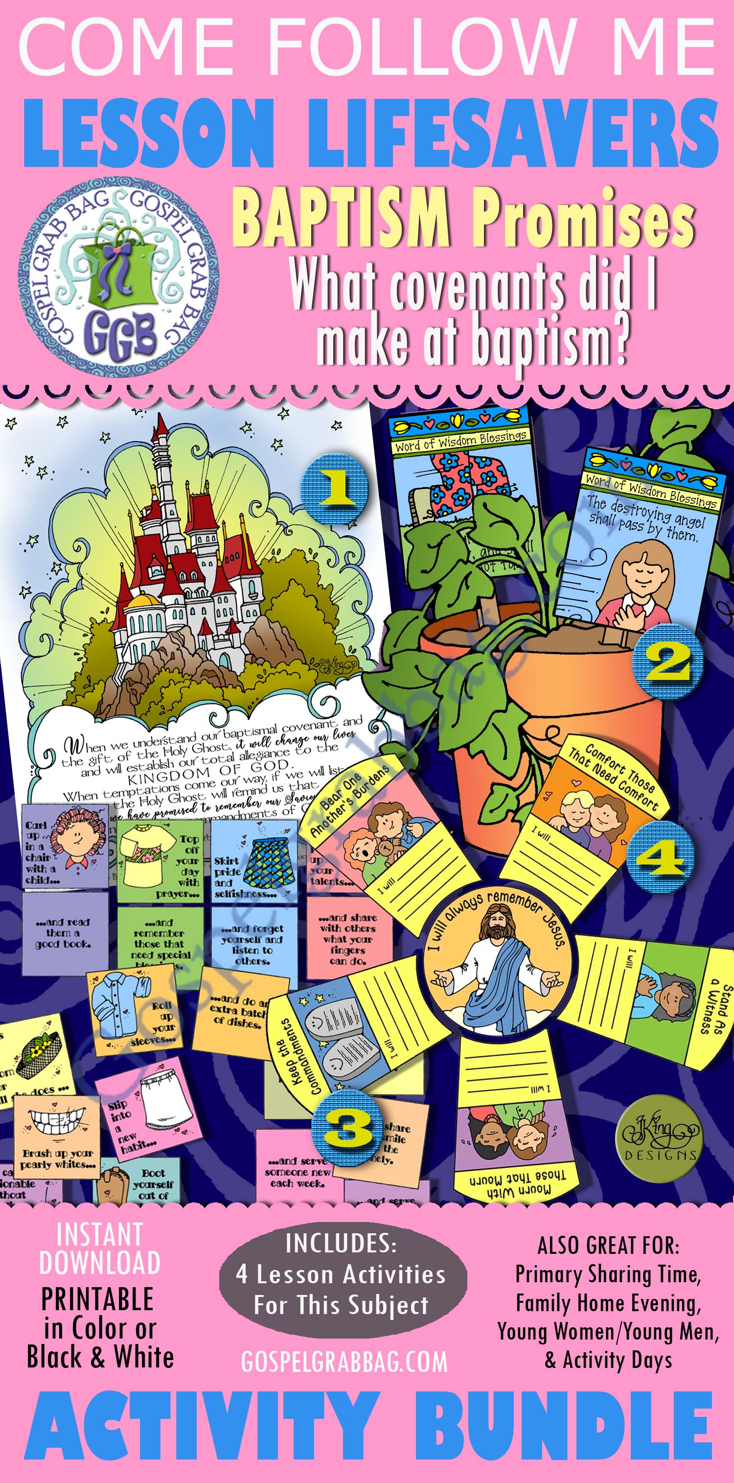 BAPTISM COVENANTS Activities BUNDLE: "What covenants did I make at baptism?" $4.00 LESSON LIFESAVER Activities BUNDLE on Baptism Promises/Covenants - Use for Come Follow Me Come Primary, Young Women, Family Home Evening