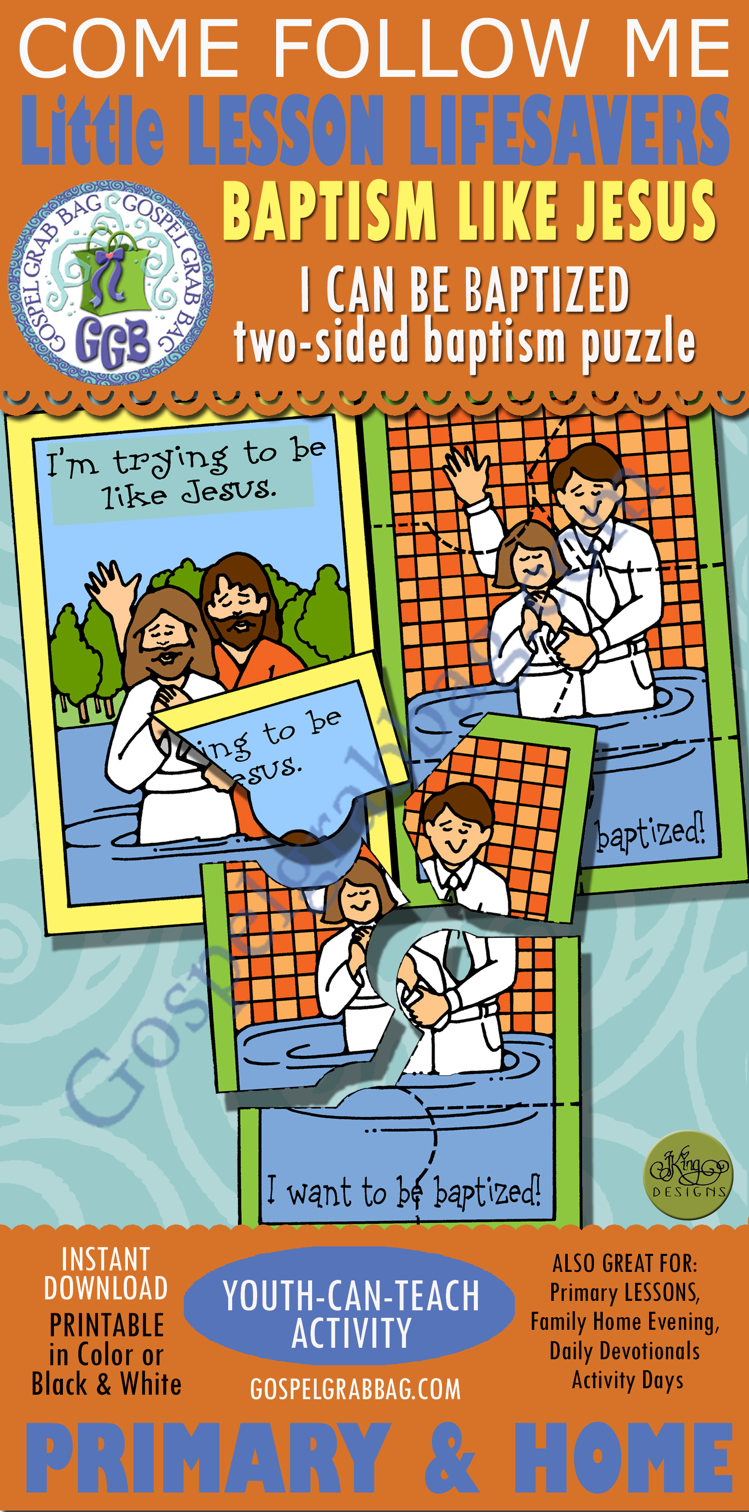 $1.50 Little LESSON LIFESAVER handout for Come Follow Me Primary lesson or family home evening