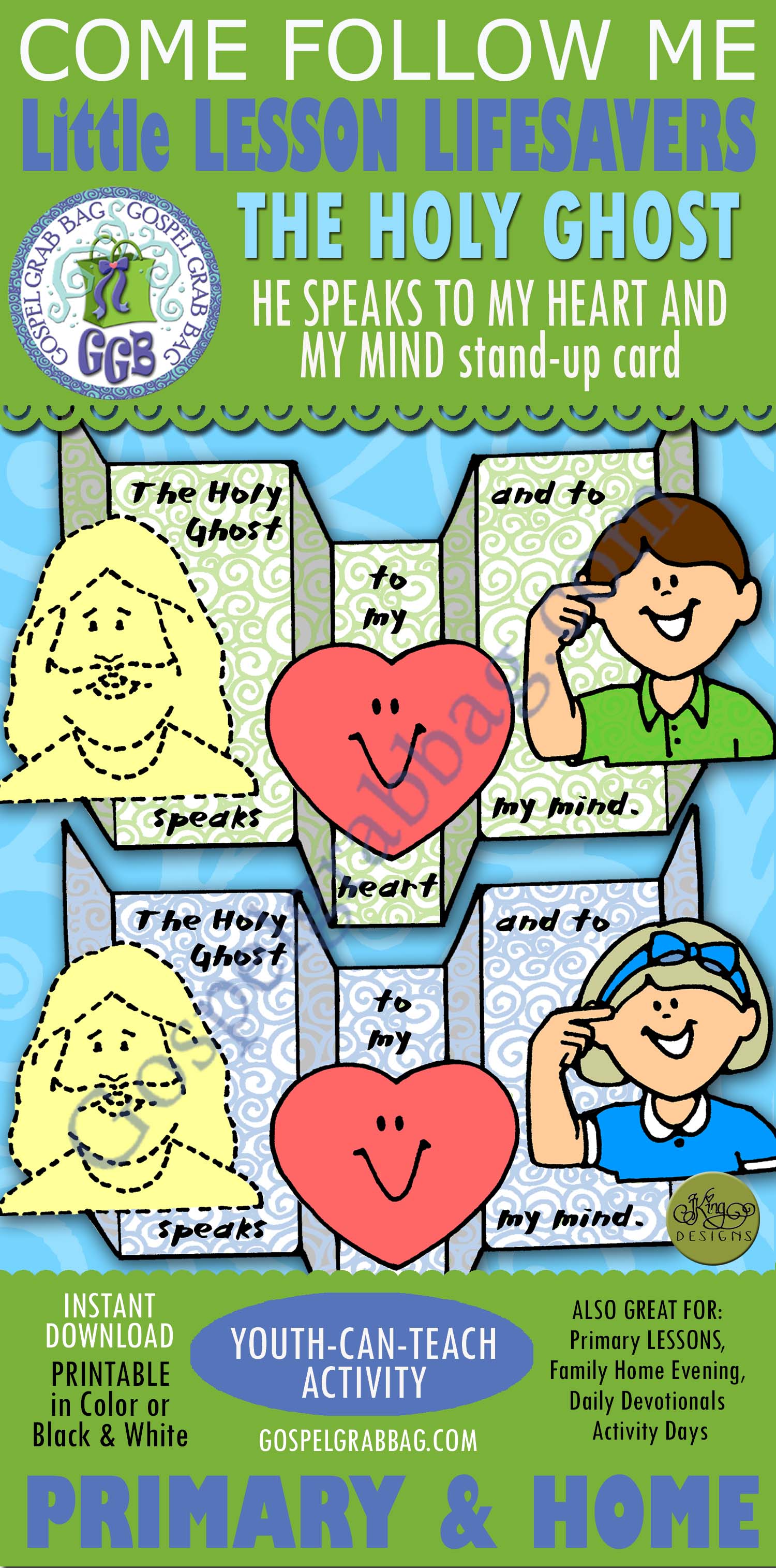 $1.50 Little LESSON LIFESAVER handout for Come, Follow Me - Primary and Home lessons or Family Home Evening