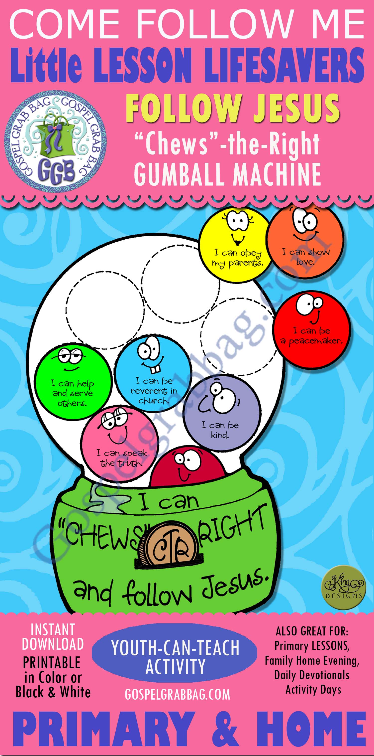 $1.50 Little LESSON LIFESAVER Activity for Come Follow Me - Primary and Home lessons, or family home evening