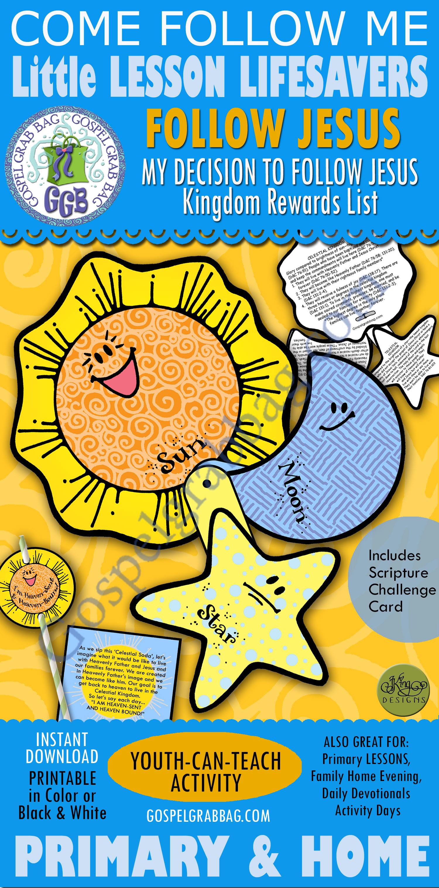$1.75 Little LESSON LIFESAVER Activity for Come Follow Me - Primary and Home, family home evening lessons