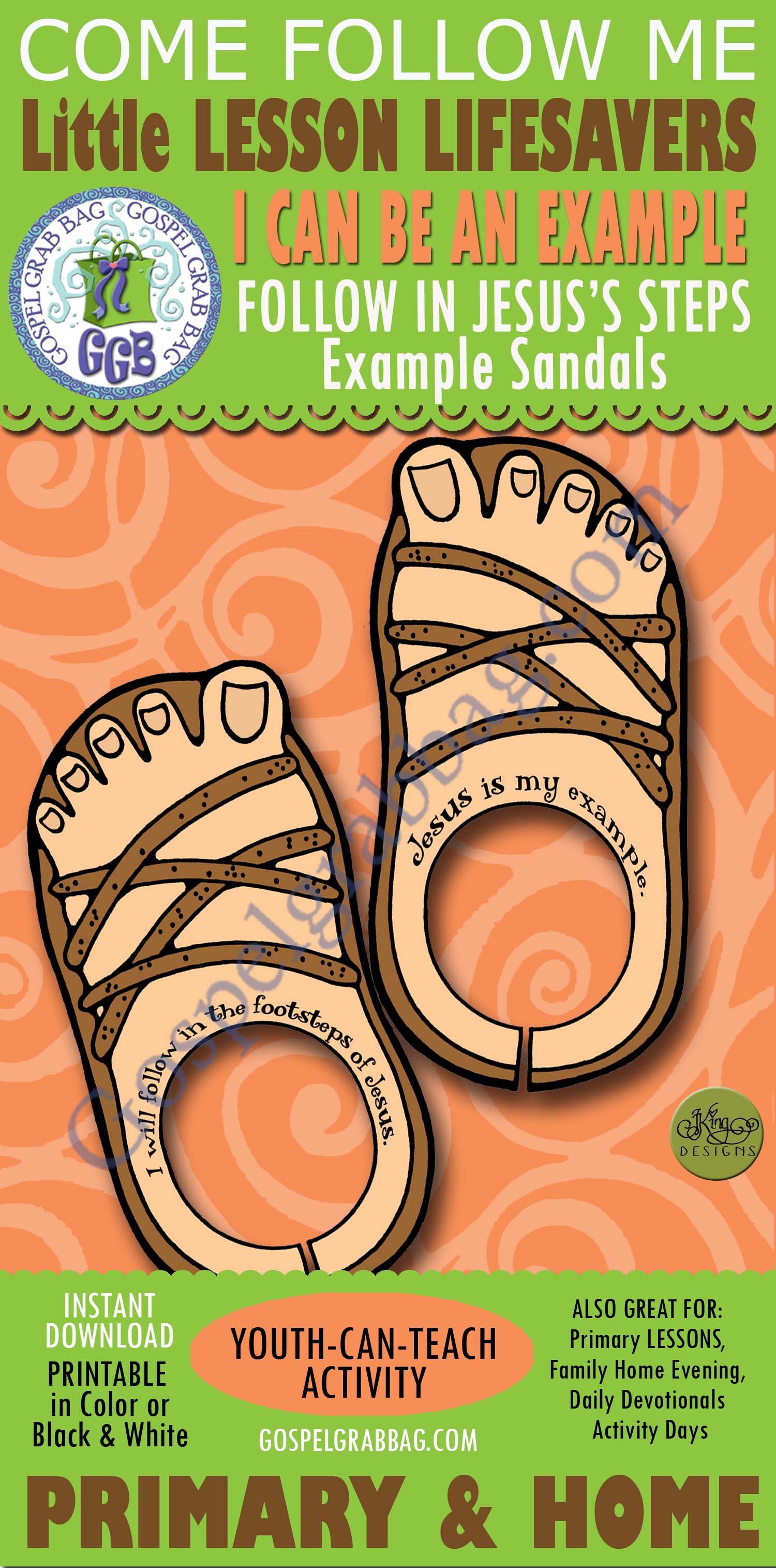 FOLLOW JESUS Activity: Example Sandals S71 Follow in Jesus's Steps - example sandals