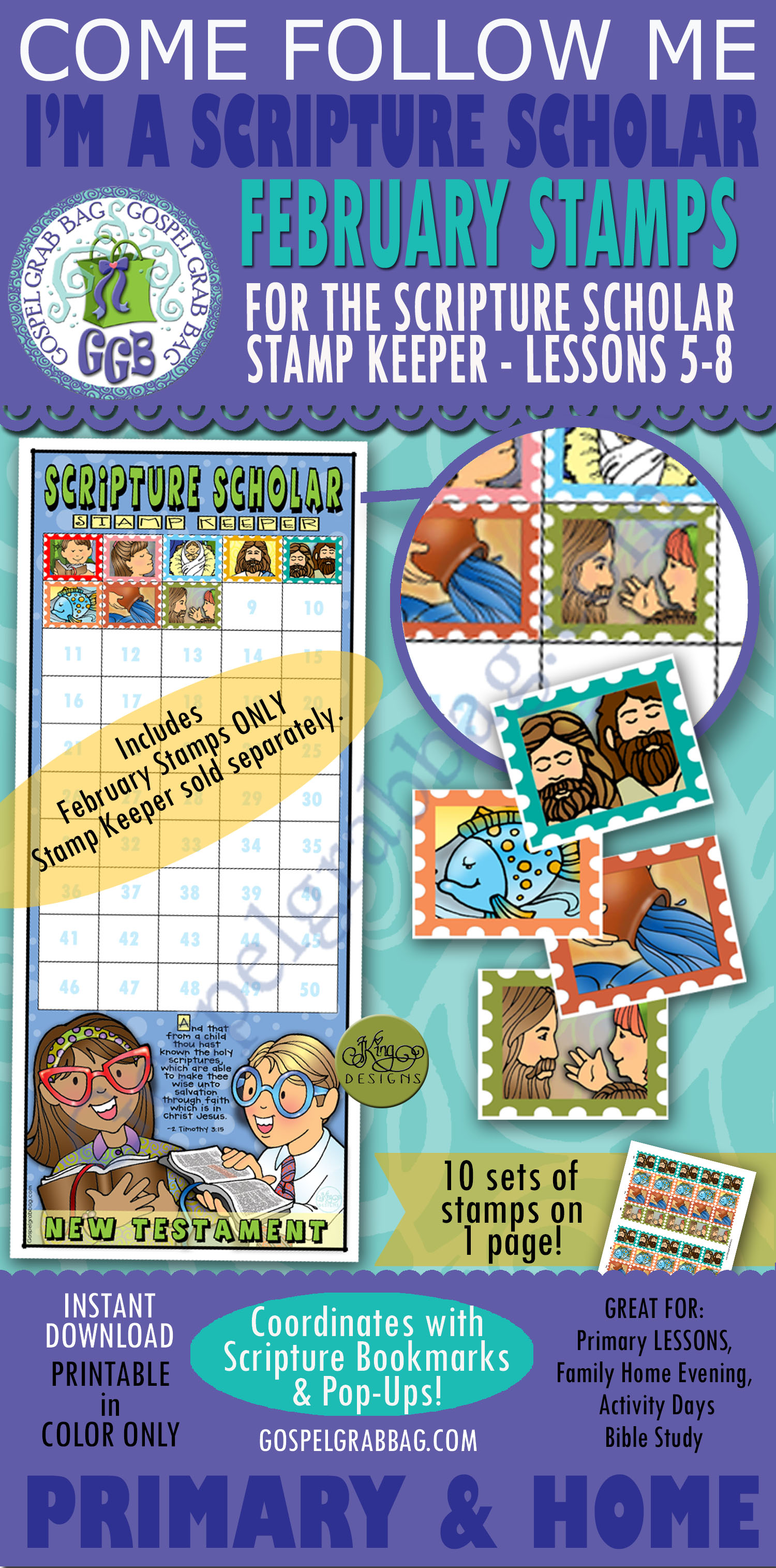 FEBRUARY New Testament Stamps to place on Stamp Keeper