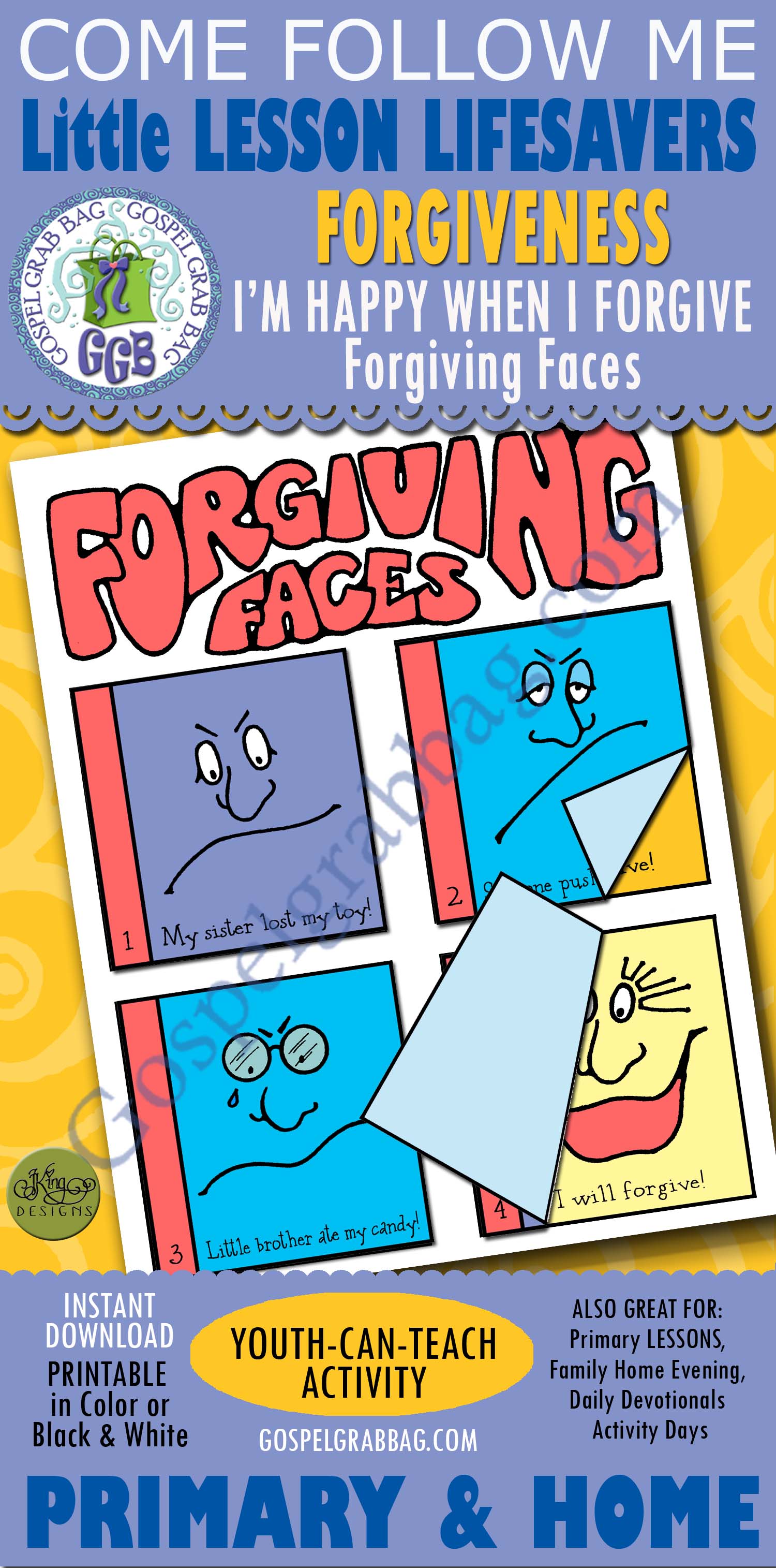 $1.75 Little LESSON LIFESAVER Activity for Come Follow Me - Primary and Home (family home evening), Bible Study
