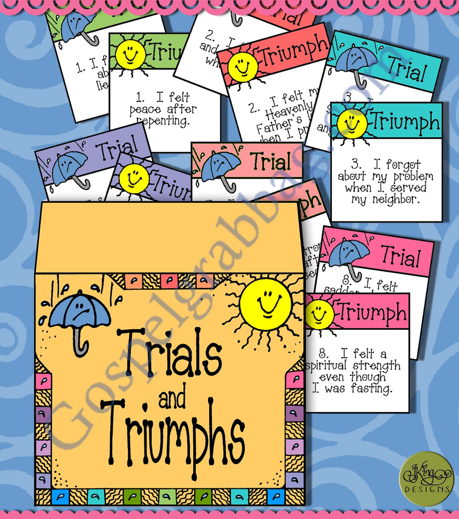 Trials and Triumphs activity for youth, e.g. I felt peace after repenting. (triumph)