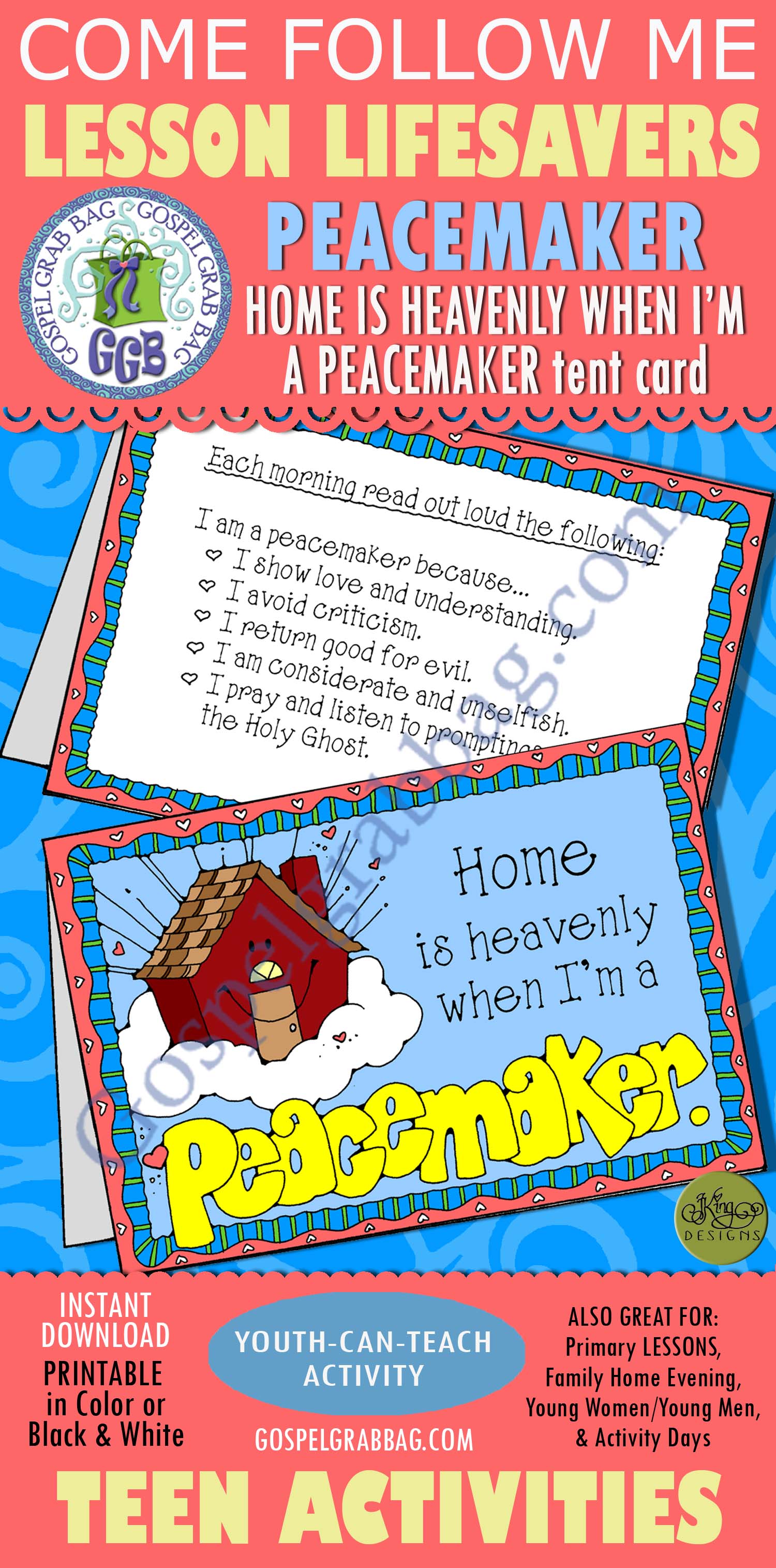 $1.75 LESSON LIFESAVER Activity for Primary and Home lessons, family home evening, Young Women
