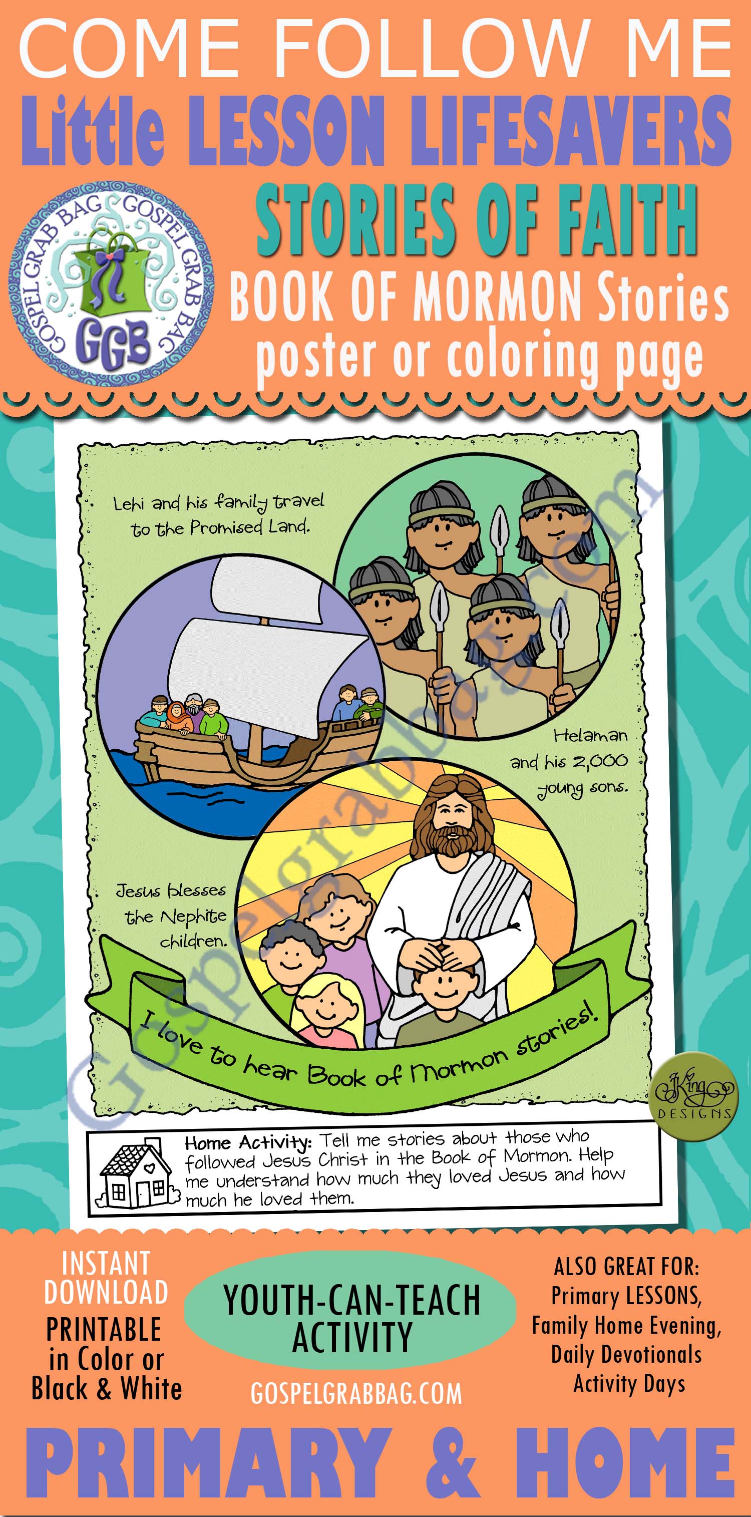 FAITH IN JESUS Activity: Book of Mormon Stories poster I love to hear Book of Mormon stories! Poster or Coloring Page