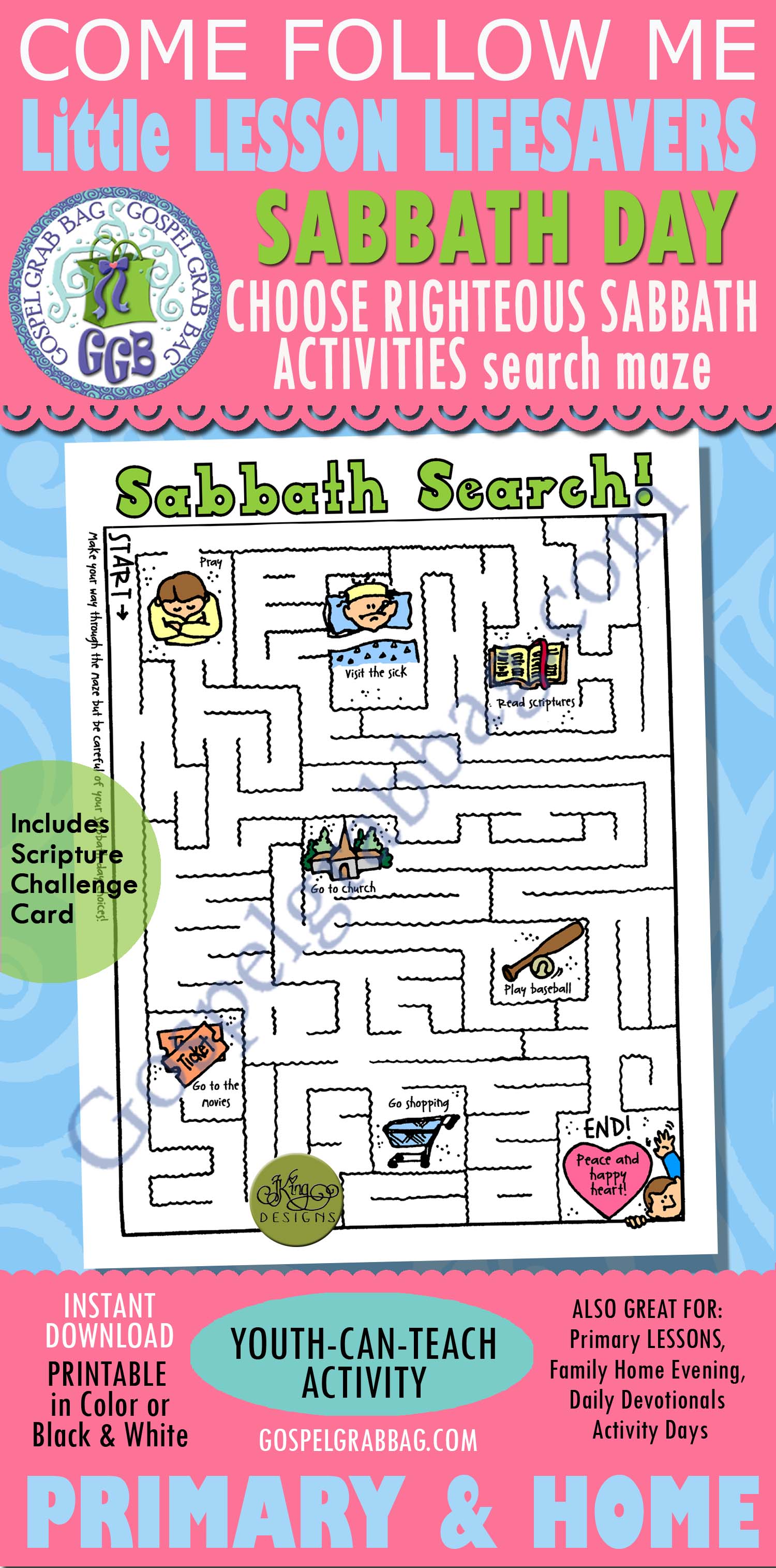 Sabbath Day: Choose Righteous Sabbath Activities search maze