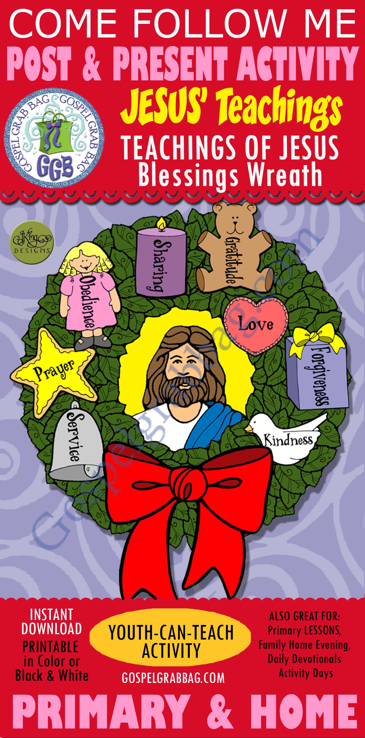 $3.50 POST-AND-PRESENT Activity for Come Follow Me - Home and Primary lessons, family home evening, Sunday School, Bible