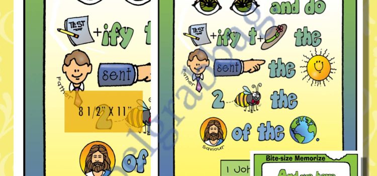1 John 4:14 rebus scripture poster/card set - Jesus, Savior of the world