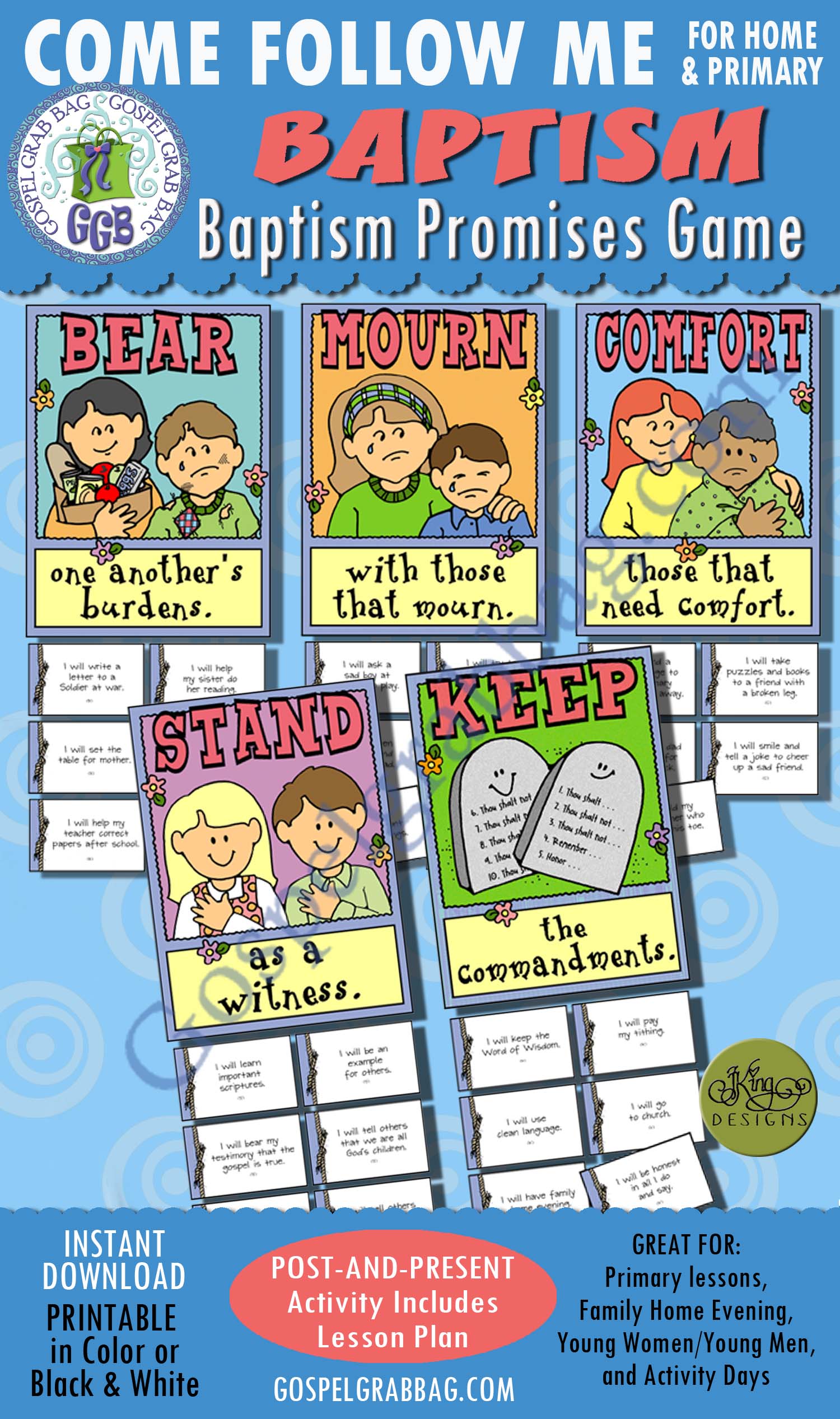 Post-and-Present Activity for Come Follow Me - Primary or Home lessons, or family home evening