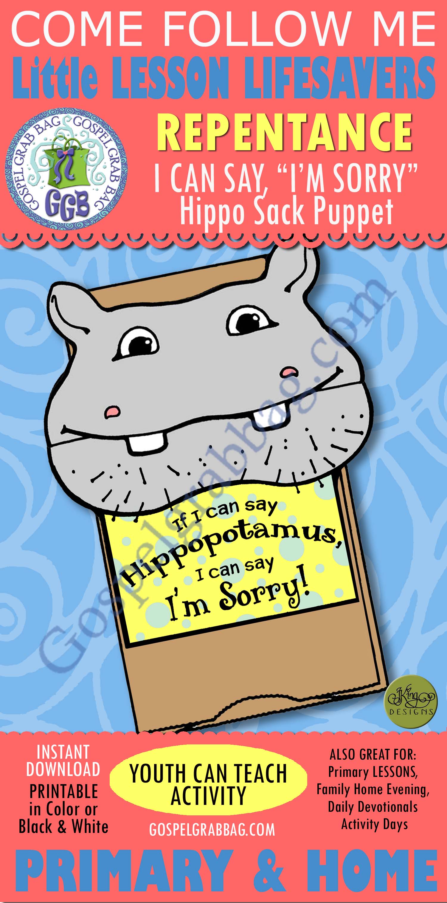 I Can Say Hippopotamus. I Can Say I’m Sorry (Hippo Sack Puppet)