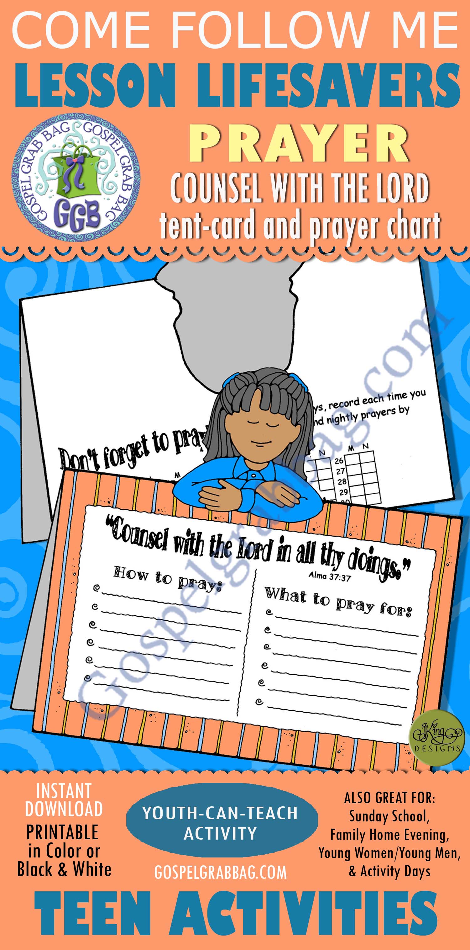 Counsel with the Lord tent-card/prayer chart