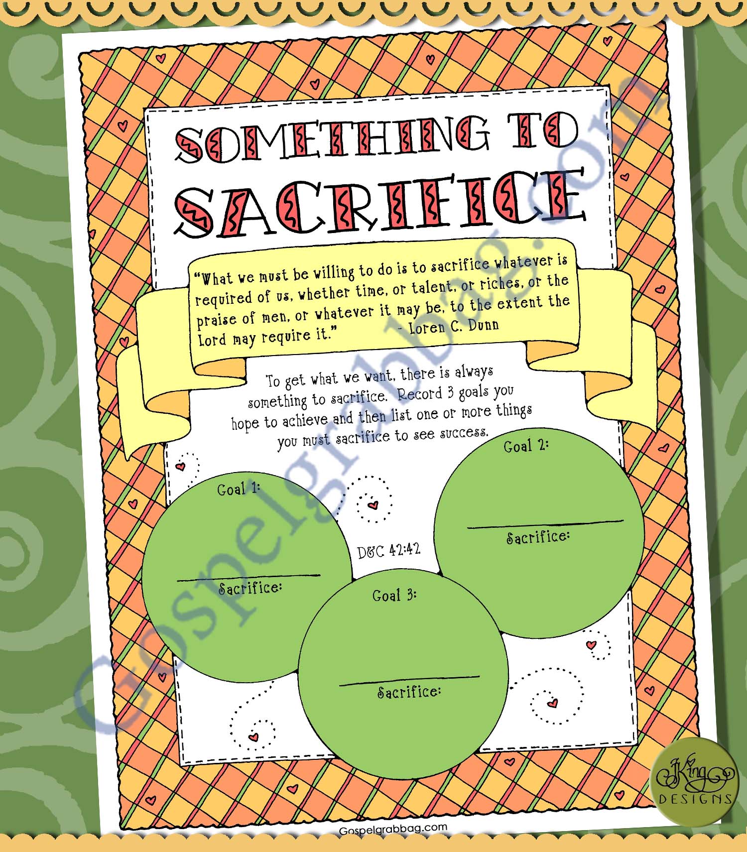 Something to Sacrifice goal planner - Children & Youth
