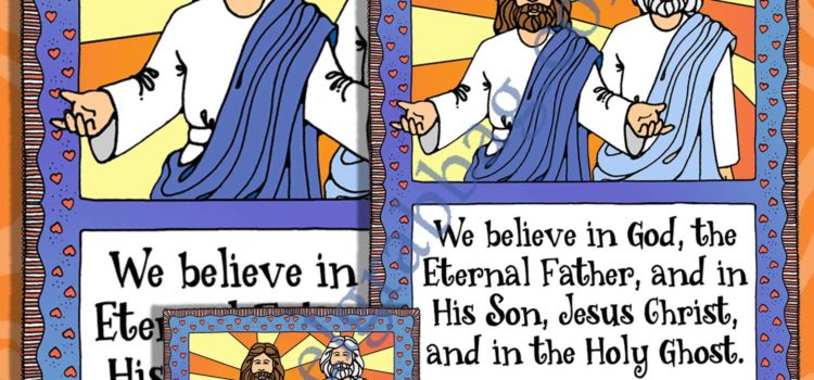 Godhead: Heavenly Father, Jesus Christ, Holy Ghost: Scripture Poster, Articles of Faith 1:1, LDS Lesson Activity for: Primary, Youth, and Family Home Evening ARTICLES OF FAITH - GODHEAD Scripture Poster & Cards: Article of Faith 1