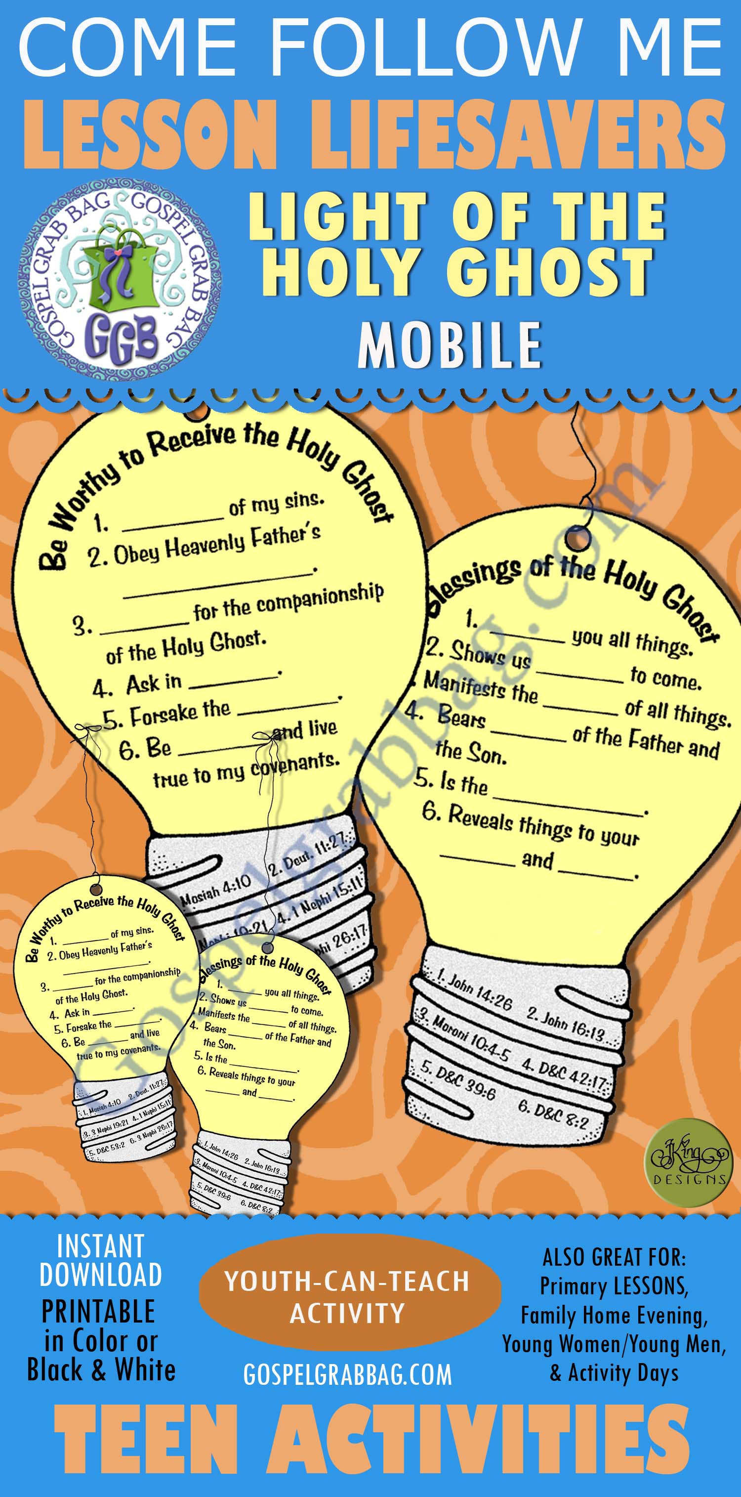 LESSON LIFESAVER Activity Light of the Holy Ghost mobile