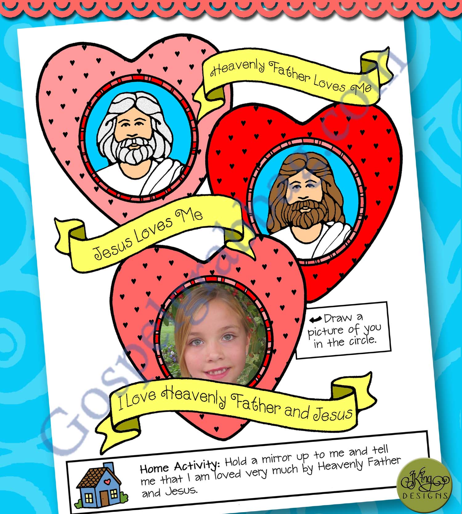 “I Love Heavenly Father and Jesus” photo poster or coloring page