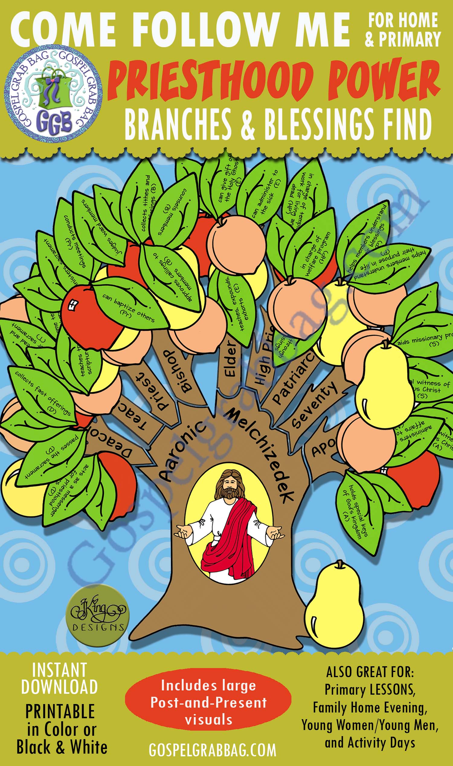 PRIESTHOOD Activity: Priesthood Power Branches and Blessings - Aaronic and Melchizedek priesthoods $3.50 Post-and-Present Activity for Come Follow Me - Primary and Family Home Evening, and Young Women