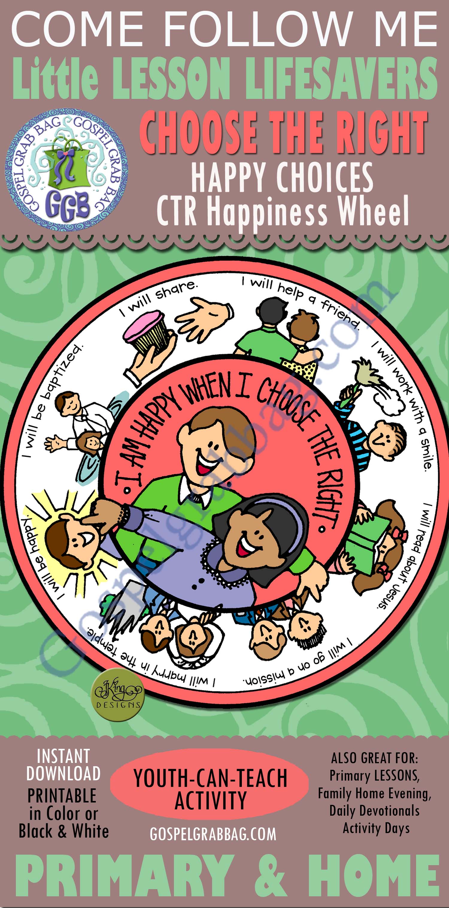 $1.75 Little LESSON LIFESAVER Activity for Come Follow Me – Primary and Home (family home evening), LDS, Christian, Bible Study