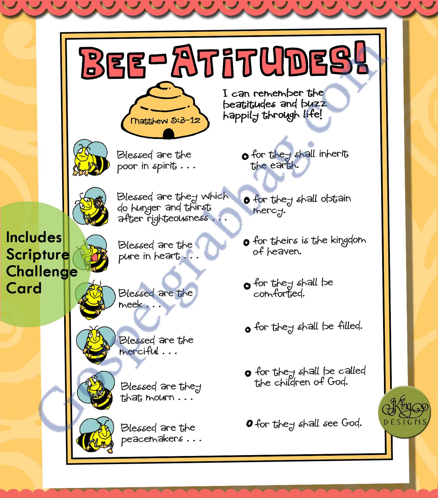 Beatitudes cross match puzzle (BEE HAPPY)